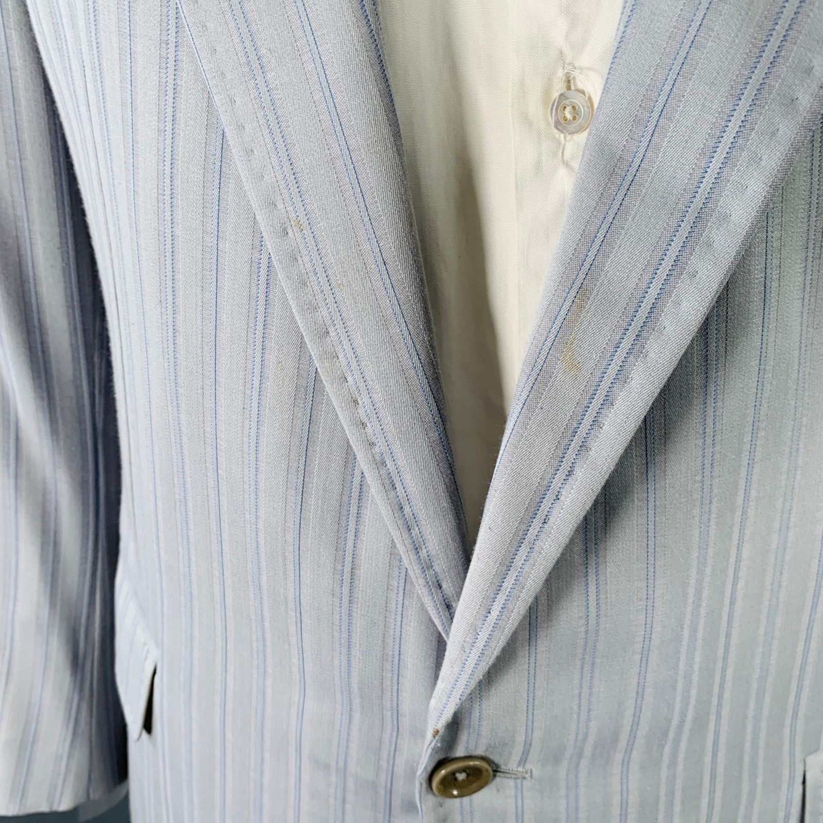Other ASTOR & BLACK 44 Grey Blue Stripe Single Breasted Sport Coat Size 44R - 5 Thumbnail