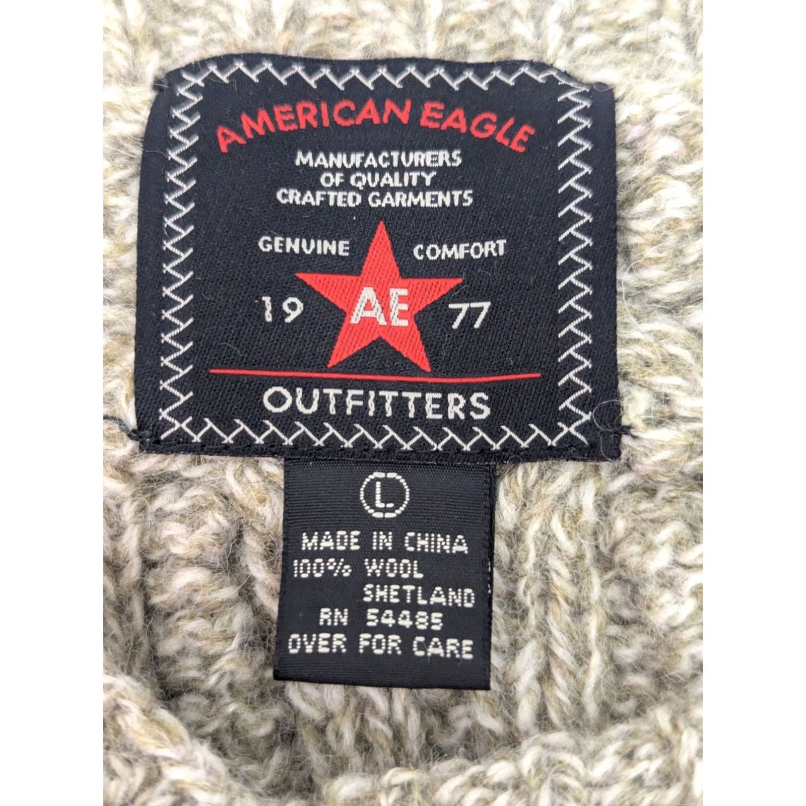 American Eagle Outfitters VINTAGE American Eagle Sweater Shetland Wool Chunky Cable Knit Crew Neck Beige Men L Size US L / EU 52-54 / 3 - 2 Thumbnail