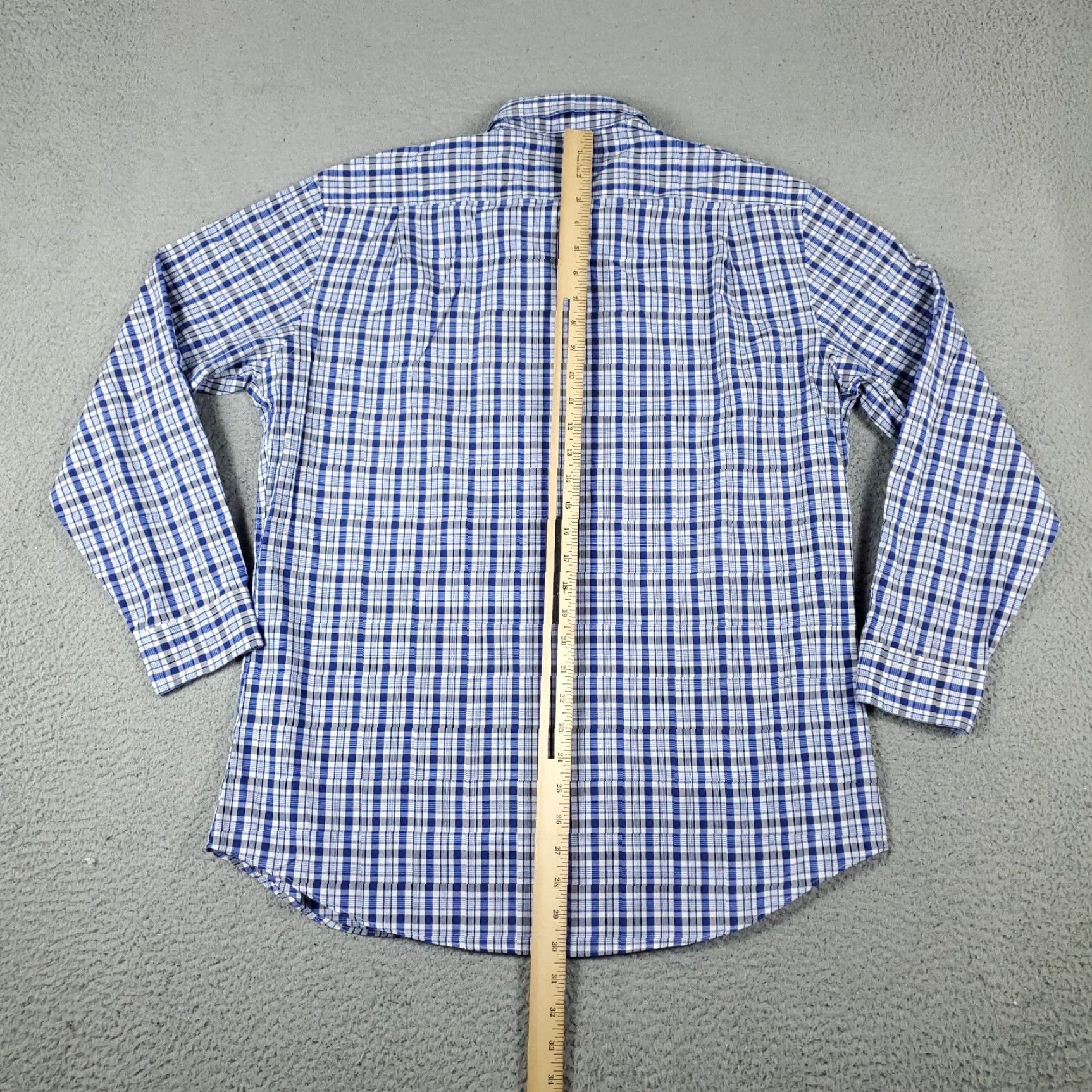 Nautica Nautica Dress Shirt Mens Size 16 Blue Plaid Long Sleeve Button Up Regular Fit Size 42R - 4 Thumbnail
