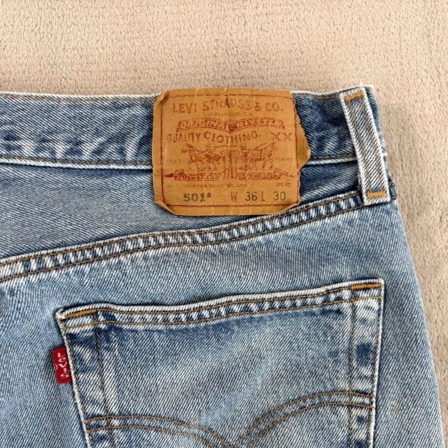 Levi's VINTAGE Levi’s 501 Jeans Button Fly Denim Men 34x29.5 Blue Fade Wash 5-Pocket Straight Mid Rise Regular Size US 34 / EU 50 - 7 Thumbnail