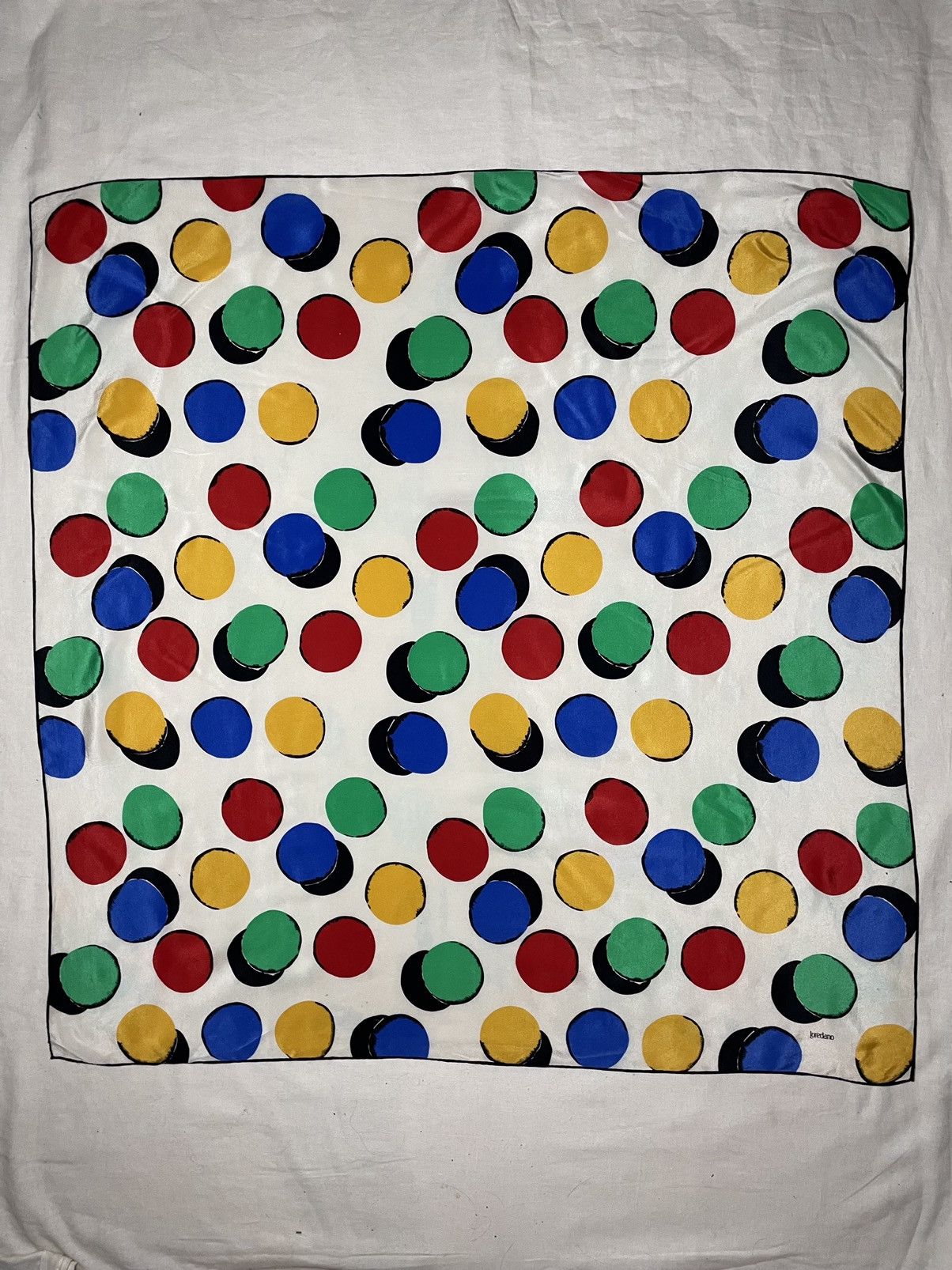 Vintage Loredano white polka dot silk scarf Size ONE SIZE - 2 Thumbnail