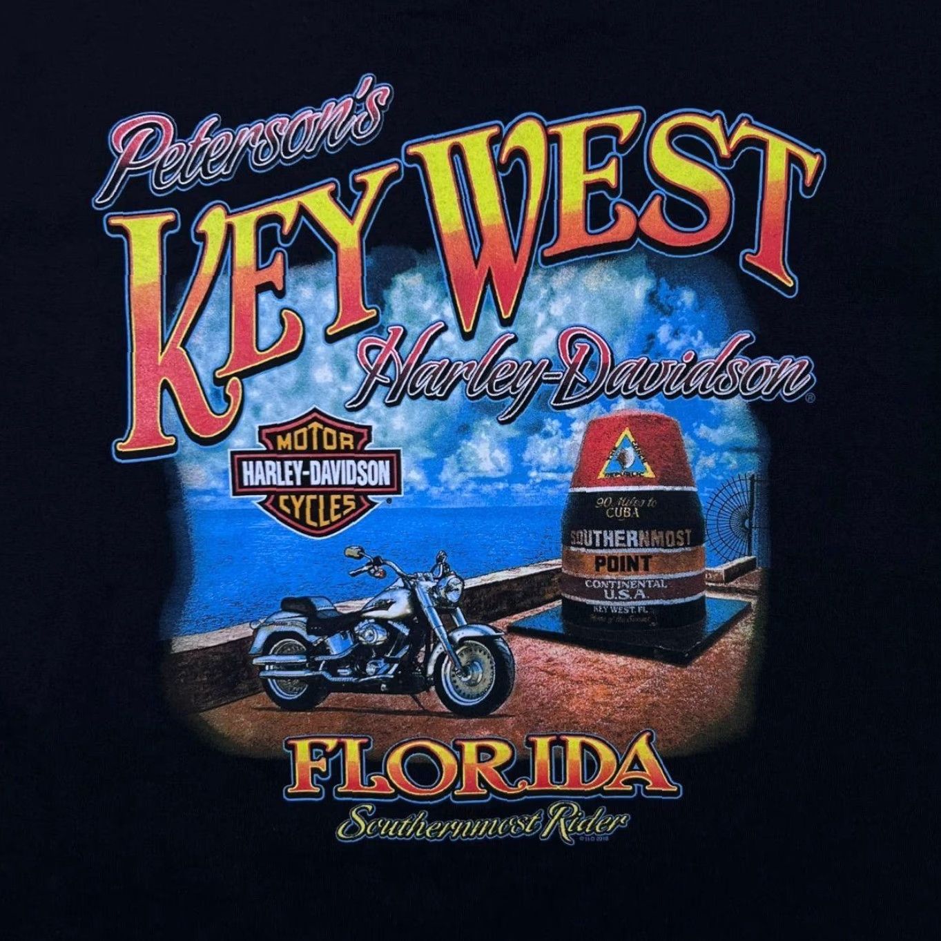Harley Davidson Harley-Davidson Motorcycles (2015) "Key West Florida" USA Black T-Shirt Medium Mens Graphic Print Front Back Size US M / EU 48-50 / 2 - 5 Thumbnail