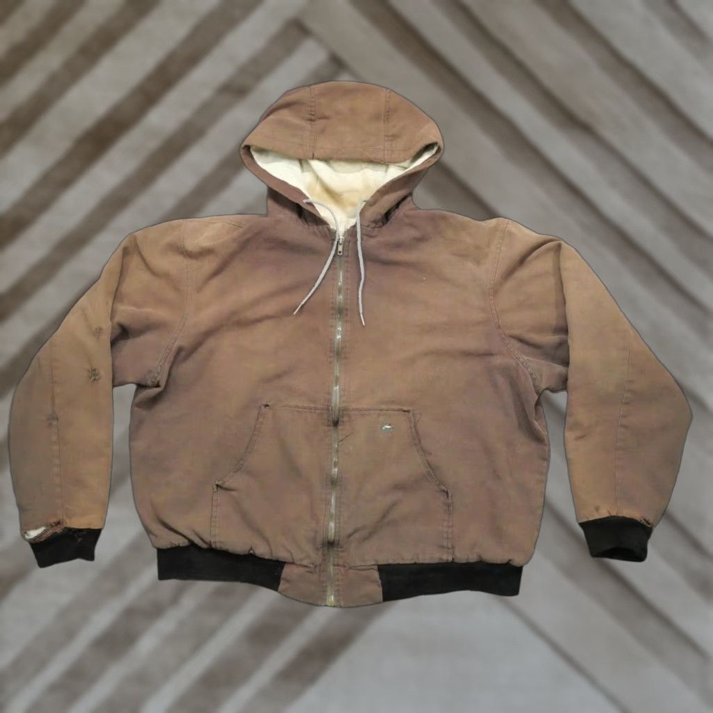 Vintage VINTAGE DuckHead Jacket Mens XLT Brown 90s Hooded Lined Cotton Canvas Zip Workwear Grunge 90s Mens XLT Brown Size US XL / EU 56 / 4 - 1 Thumbnail