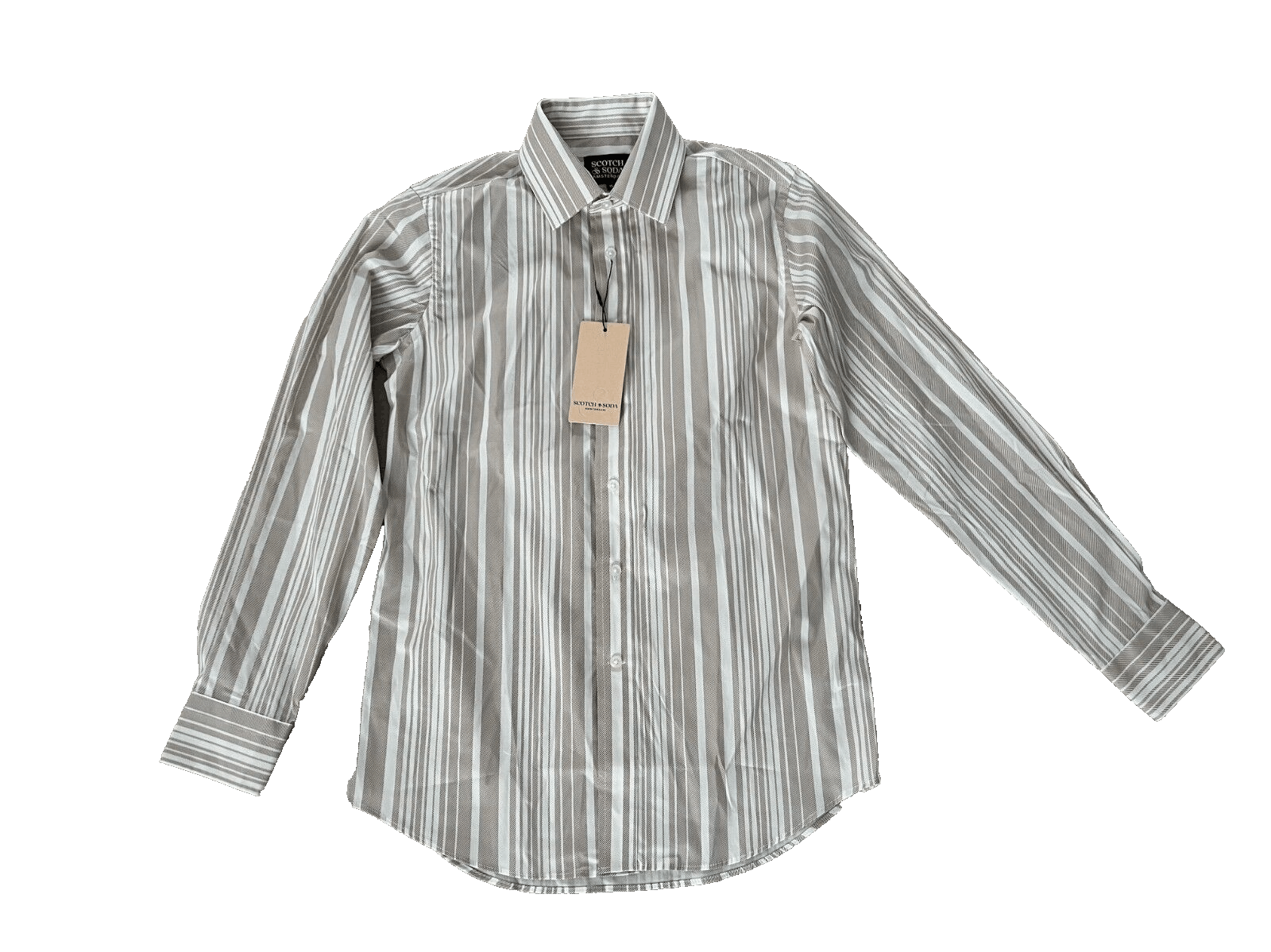 Scotch & Soda Scotch & Soda Amsterdam Stripe Button Shirt Taupe / White Size US M / EU 48-50 / 2 - 1 Thumbnail