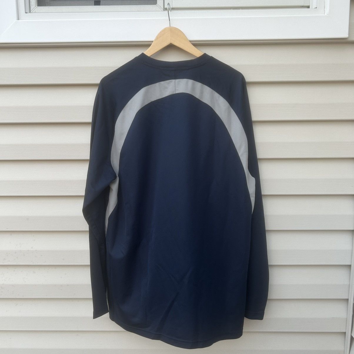 Nike × Vintage vintage 2000s nike long sleeve nylon shirt navy Size US XL / EU 56 / 4 - 4 Thumbnail
