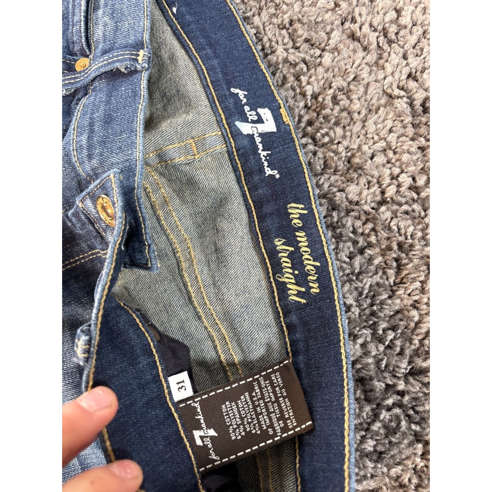 7 For All Mankind Seven for All Mankind Modern Straight Jeans Womens 31x30 Dark Wash Jeans Size 24" / US 00 / IT 34 - 6 Thumbnail