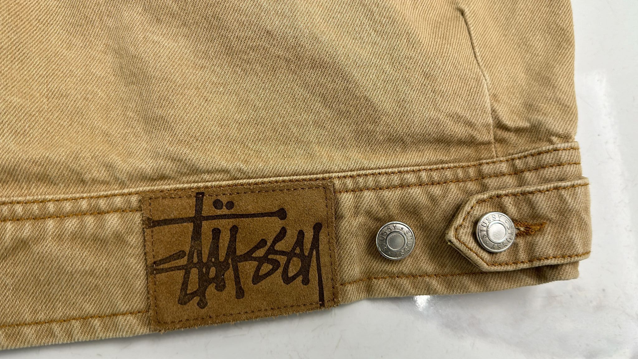 Stussy Stussy Denim Zip Work Jacket Sand Size L Size US L / EU 52-54 / 3 - 7 Thumbnail