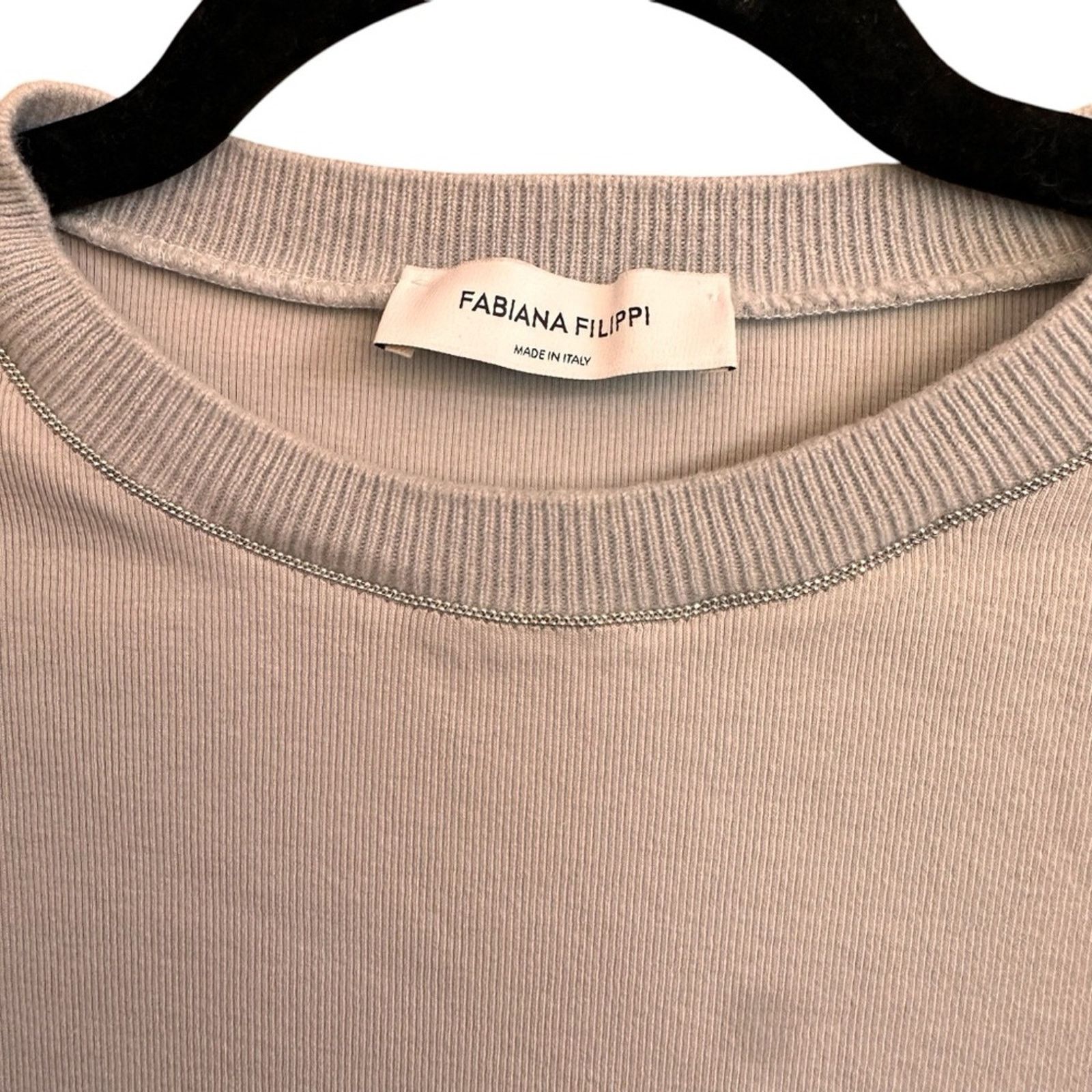 Fabiana Filippi Fabiana Filippi Ribbed Jersey Tee – Blue – Size S – EUC Size S / US 4 / IT 40 - 3 Thumbnail