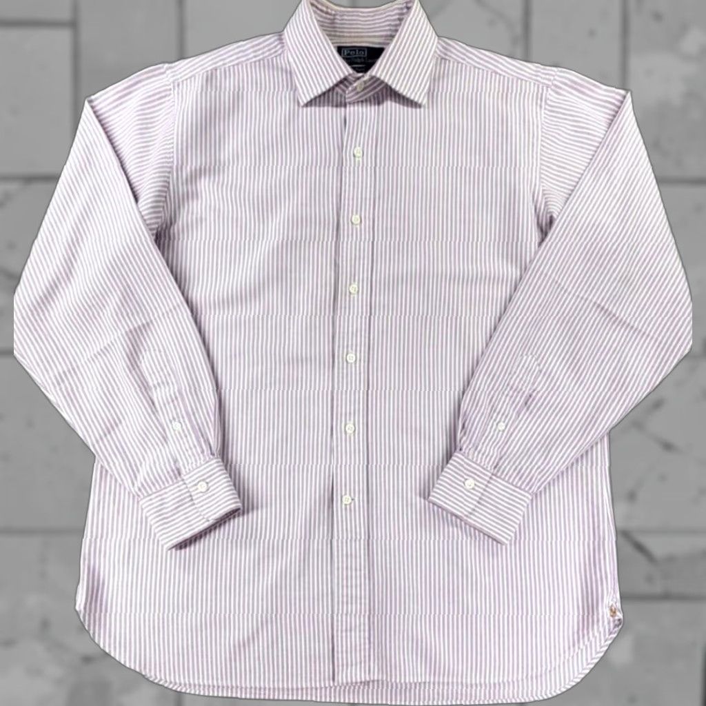 Polo Ralph Lauren Polo Ralph Lauren Oxford Button Up Shirt Men 16.5-35 Purple White Stripe Regent Size US XL / EU 56 / 4 - 1 Thumbnail