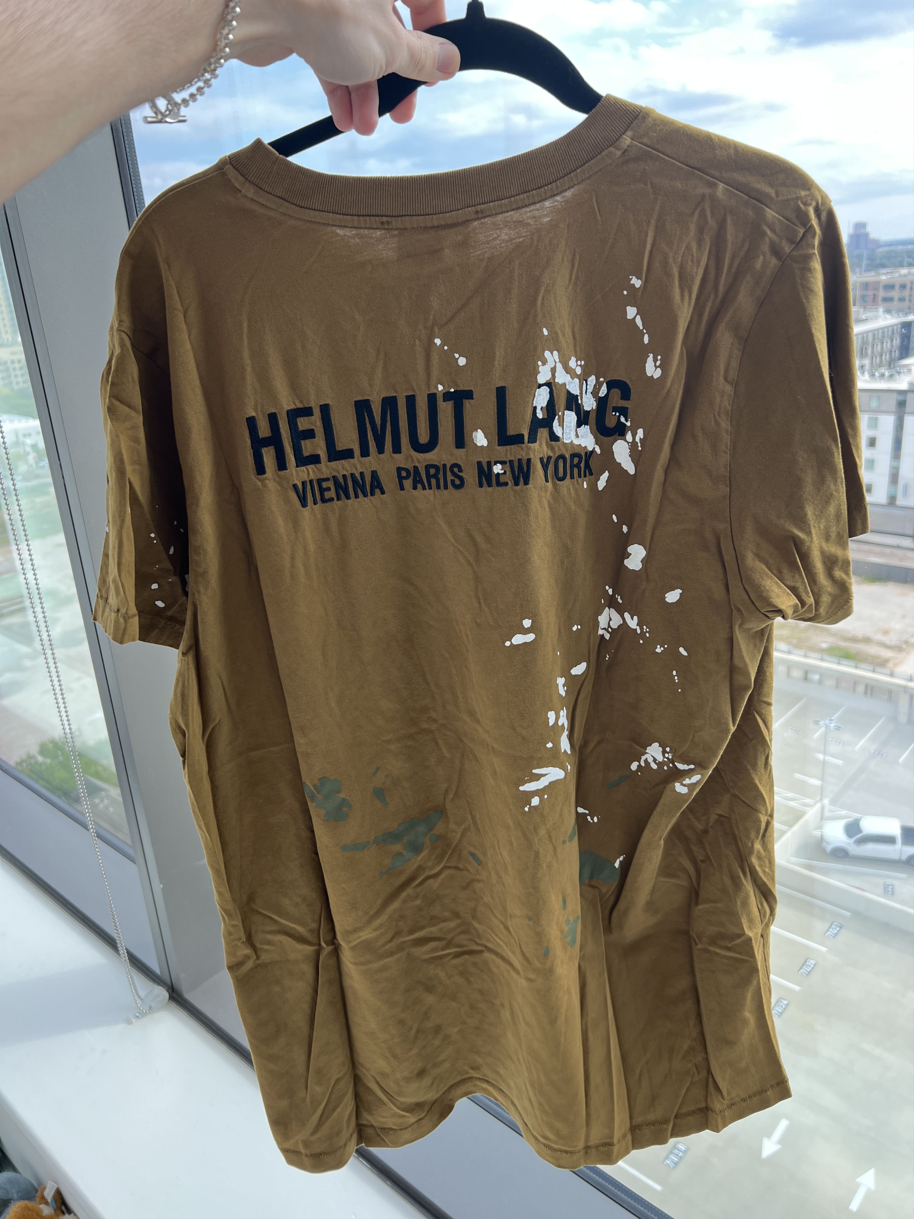Helmut Lang Helmut Lang Brown Paint Splatter T Shirt Size US M / EU 48-50 / 2 - 2 Thumbnail