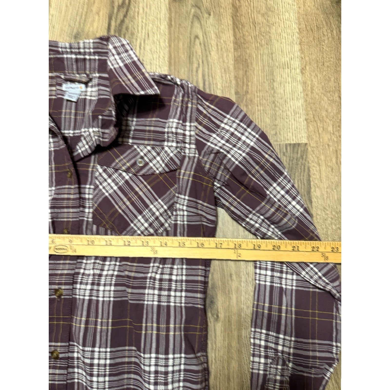 Carhartt Carhartt Shirt Women's Size XS Brown Yellow White Plaid Long Sleeve Button Up Size XS / US 0-2 / IT 36-38 - 6 Thumbnail
