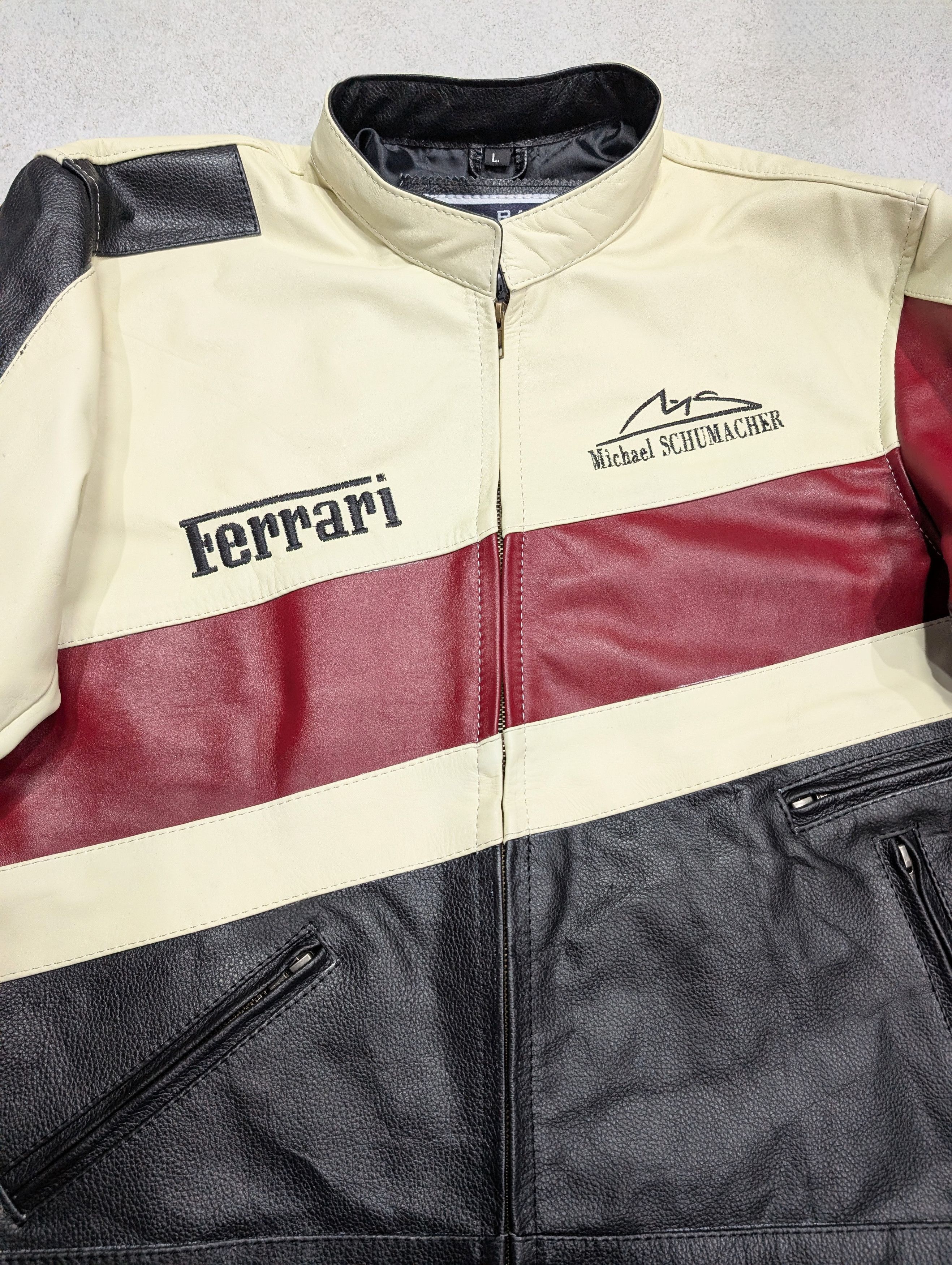 Formula 1 Ferrari Racing Leather Jacket 90s F1 Big Logo Streetwear Size US L / EU 52-54 / 3 - 3 Thumbnail