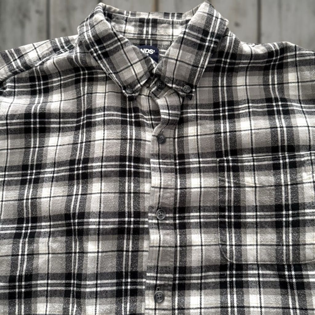 Lands' End Lands' End Shirt Mens XXL Traditional Fit Charcoal Plaid Flannel Button-Up Long Sleeve Casual Pockets Weathered Outdoor Size US XXL / EU 58 / 5 - 1 Thumbnail