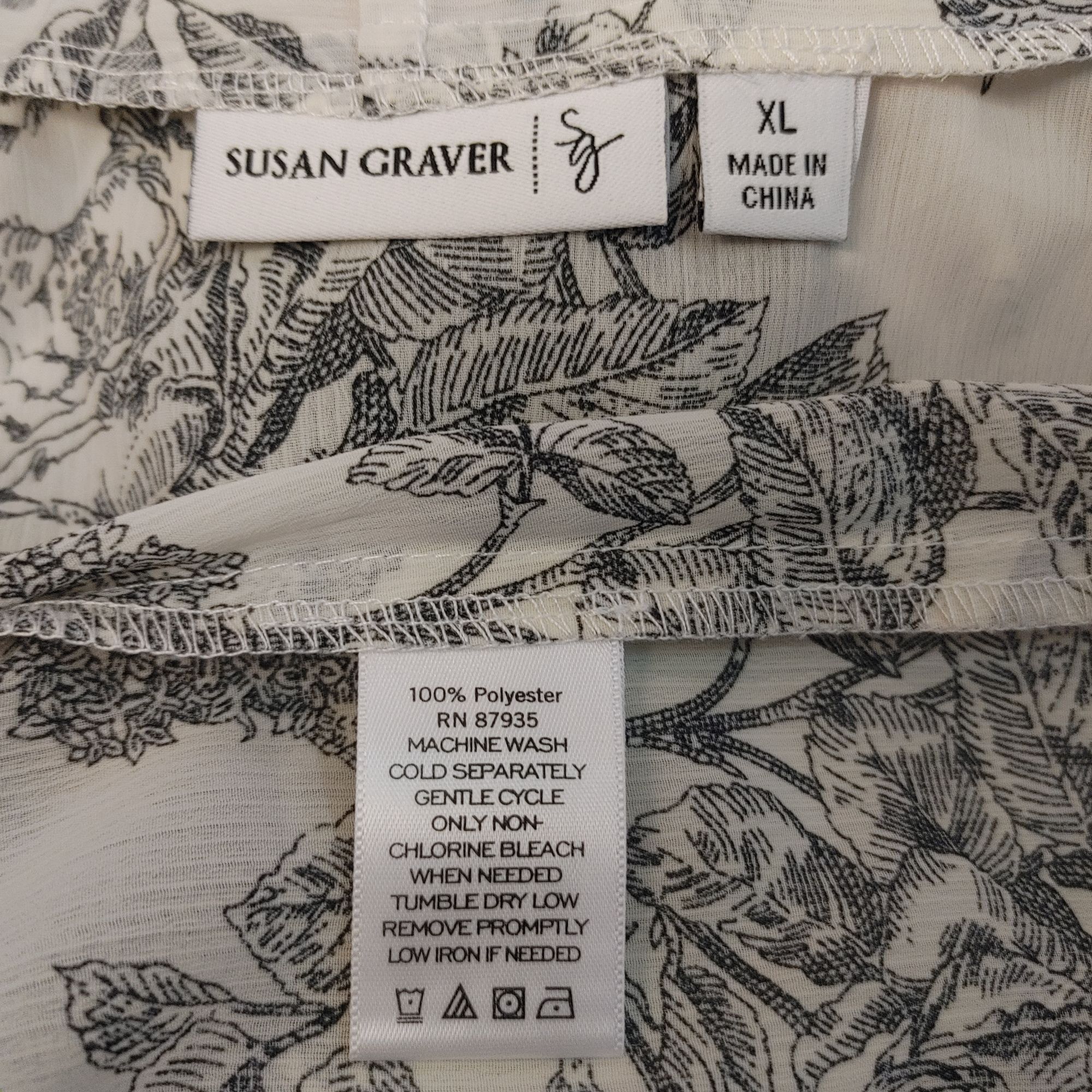 Other Susan Graver Women's White Floral Sheer Sleeveless Wrap Swea Size XL / US 12-14 / IT 48-50 - 5 Thumbnail