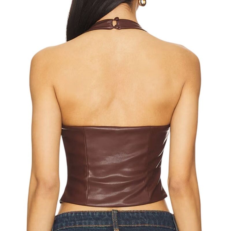 superdown Superdown Kay Faux Leather Top in Brown, Size S Size S / US 4 / IT 40 - 2 Thumbnail