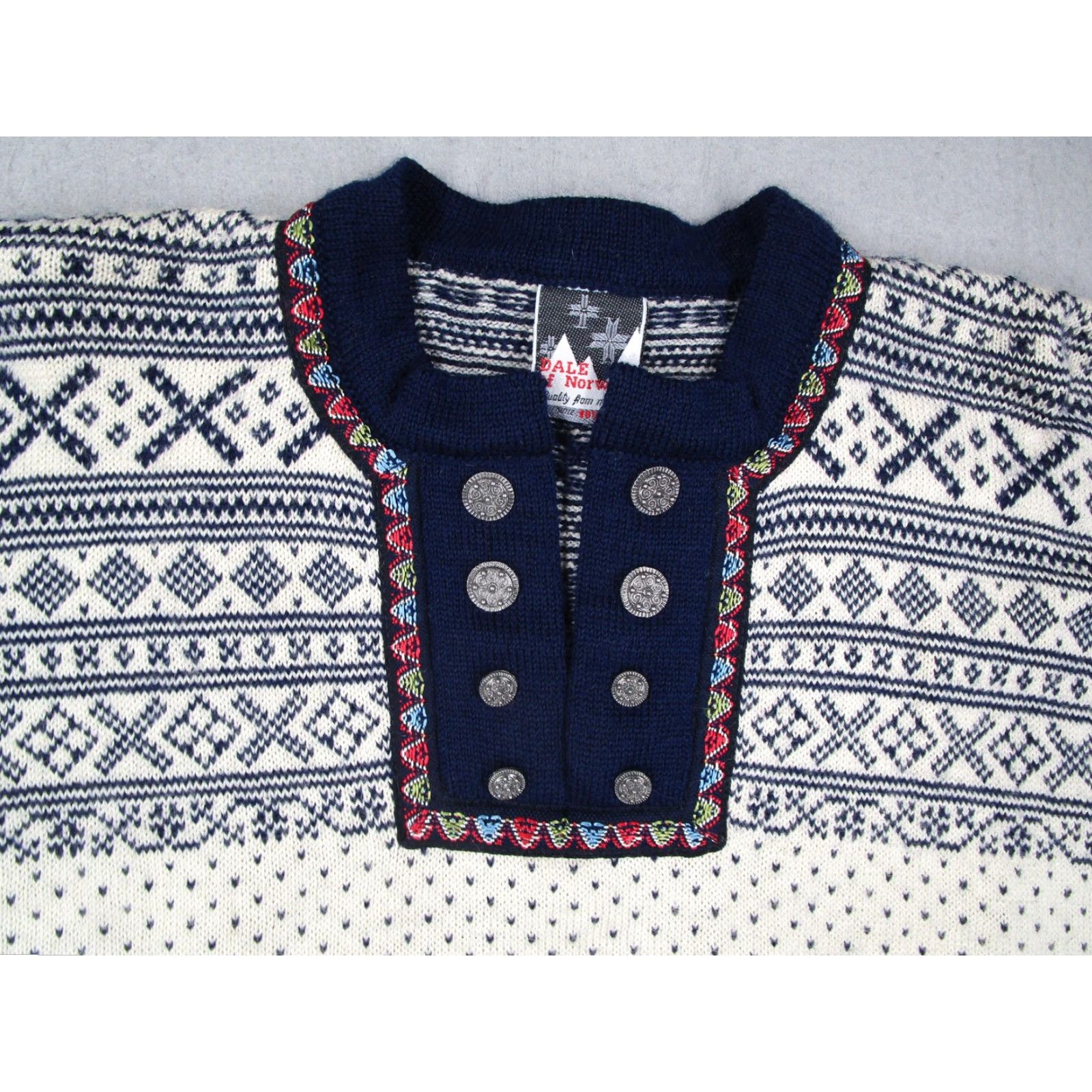 Dale Of Norway Dale Of Norway Sweater Mens Large White Wool Mock Neck Fair Isle Ski Pullover Size US L / EU 52-54 / 3 - 3 Thumbnail