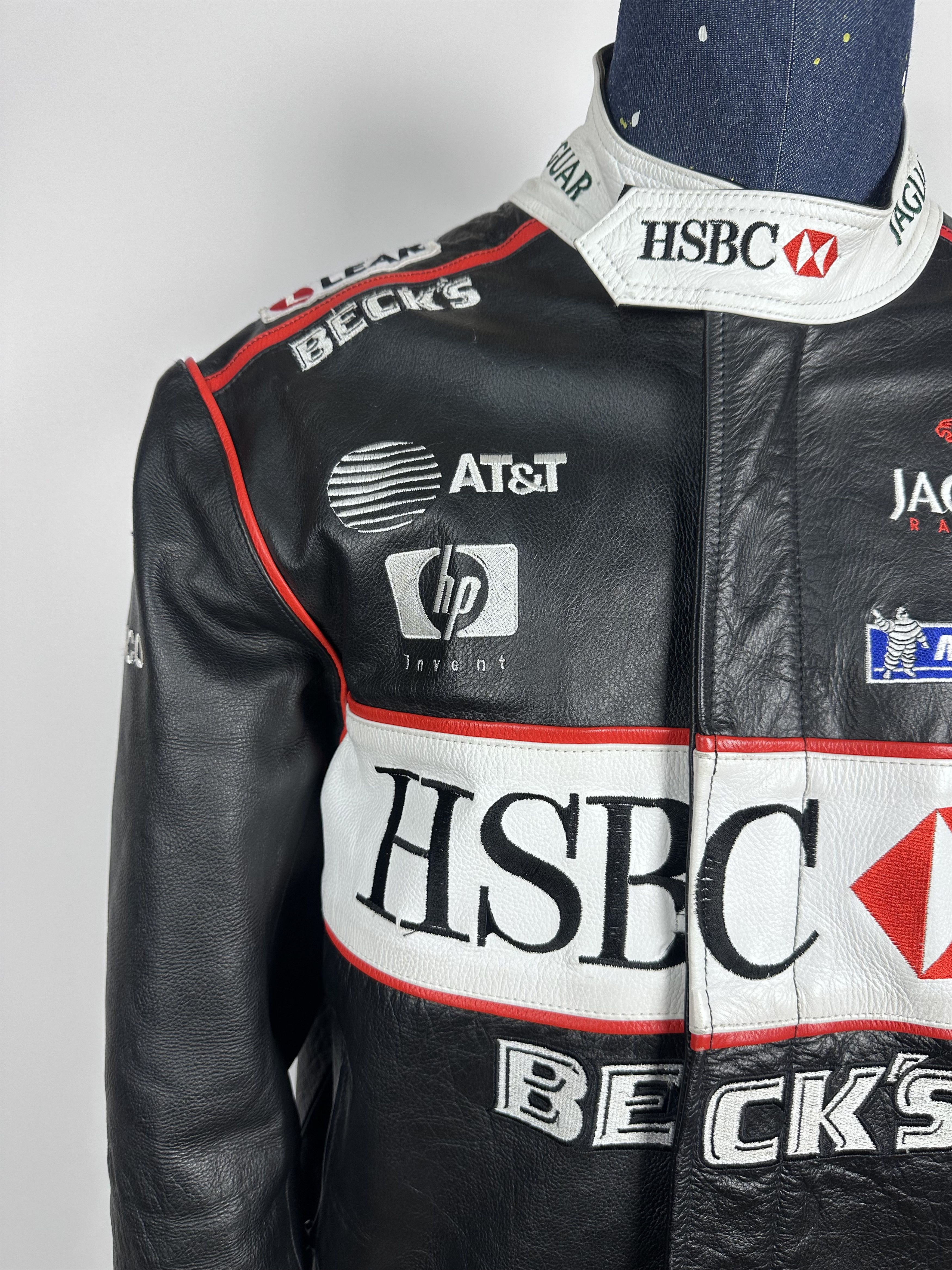 Vintage Vintage Jaguar Racing Leather Jacket HSBC Becks Mens Size L Size US L / EU 52-54 / 3 - 4 Thumbnail