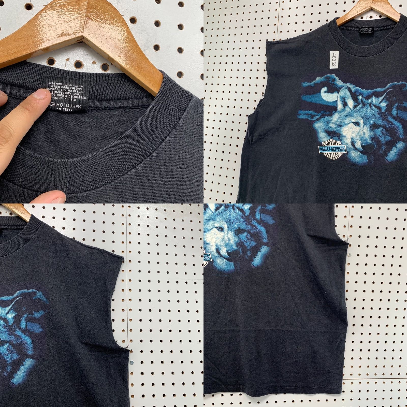 Harley Davidson VINTAGE Harley-Davidson T Shirt Mens 2XL Black Wolf Moon Sleeveless 90s USA Shirt Mens Wolf Moon Graphic Print Logo USA Animals Size US XXL / EU 58 / 5 - 8 Thumbnail
