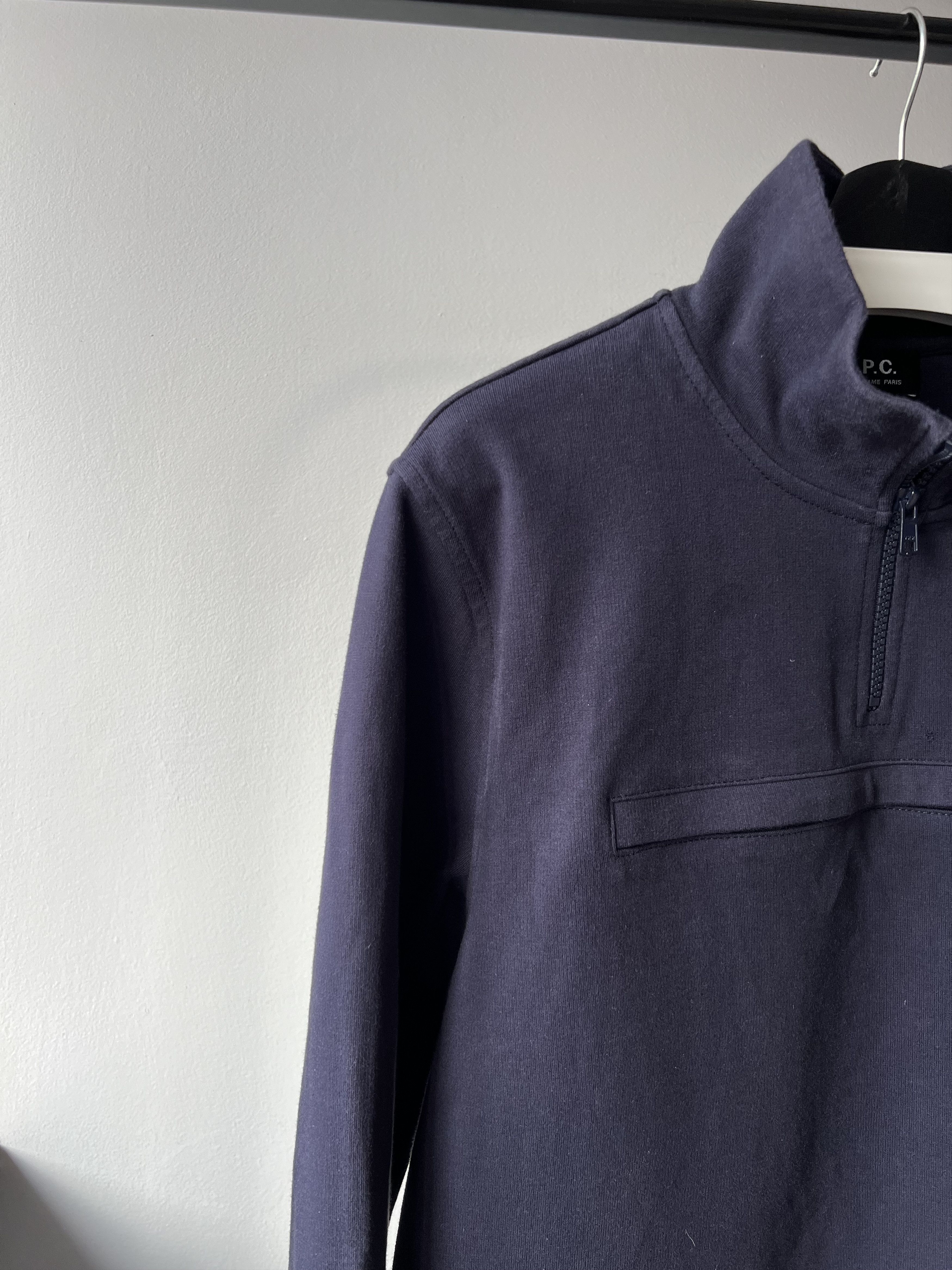 A.P.C. A.P.C. Men's Navy Quarter Zip Large Pocket Cotton Sweatshirt Size US S / EU 44-46 / 1 - 5 Thumbnail