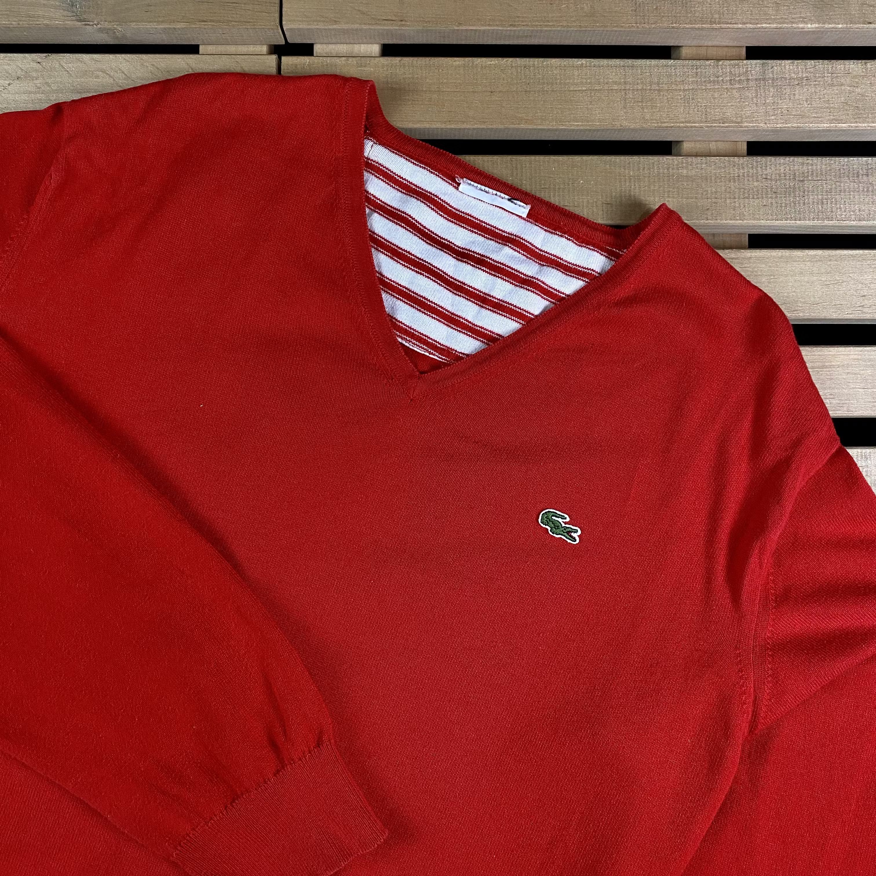Lacoste × Vintage Mens Jumper Lacoste Vintage V Neck Size L Size US L / EU 52-54 / 3 - 2 Thumbnail