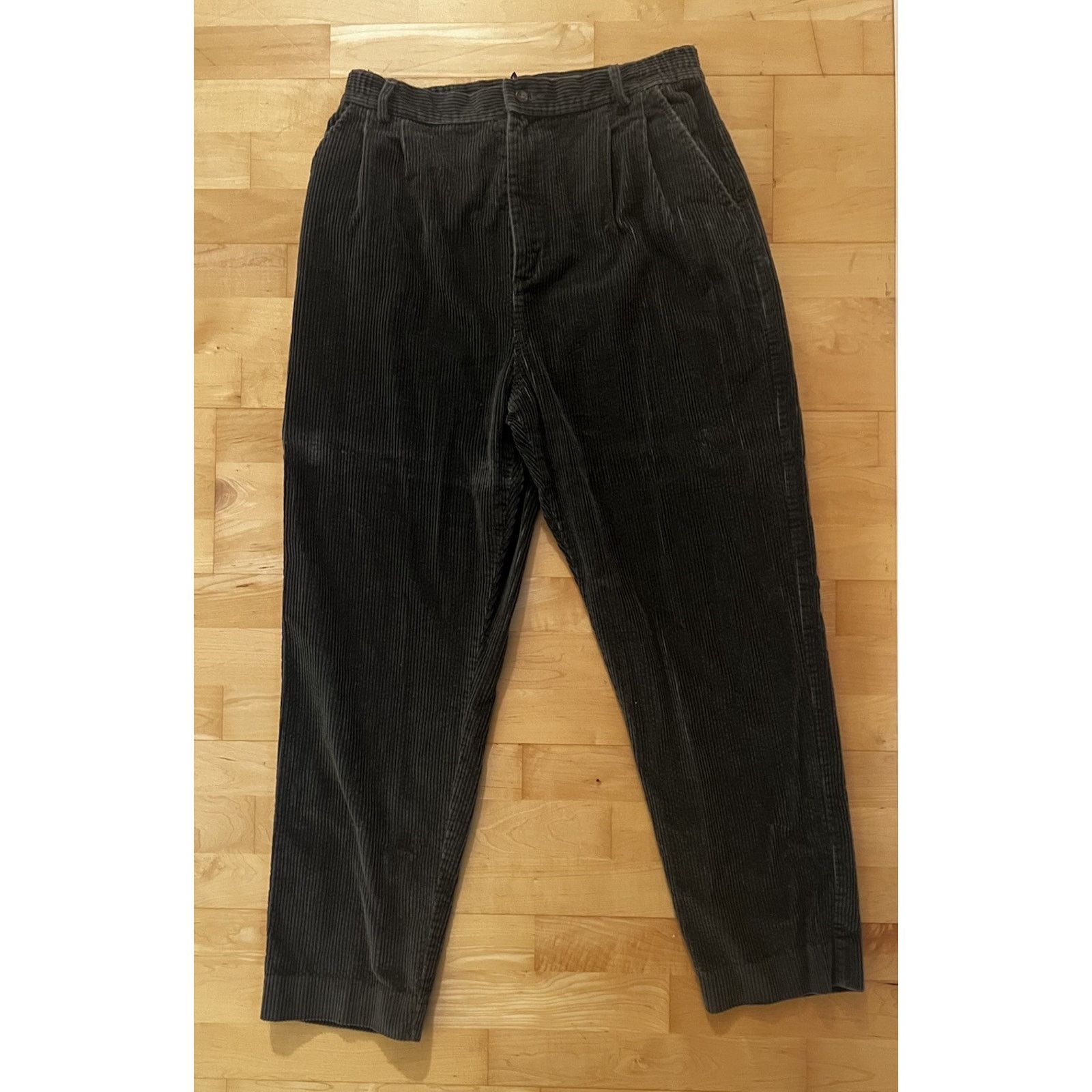 J. Peterman J. Peterman Corduroy Pleated Dress Pants Dark Grey 14 Size 36" / US 14 / IT 50 - 1 Thumbnail