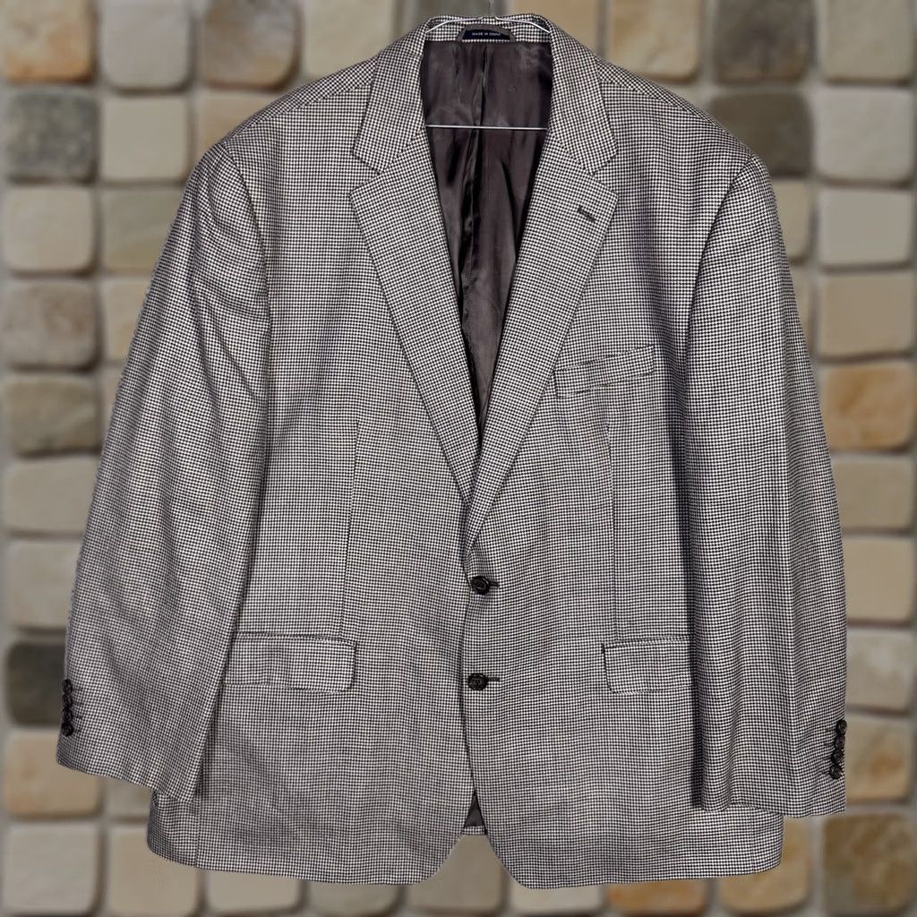 Ralph Lauren Ralph Lauren Blazer Men 50R Silk Wool Houndstooth Sport Coat Suit Jacket – 80s/90s Style Size 50R - 1 Thumbnail