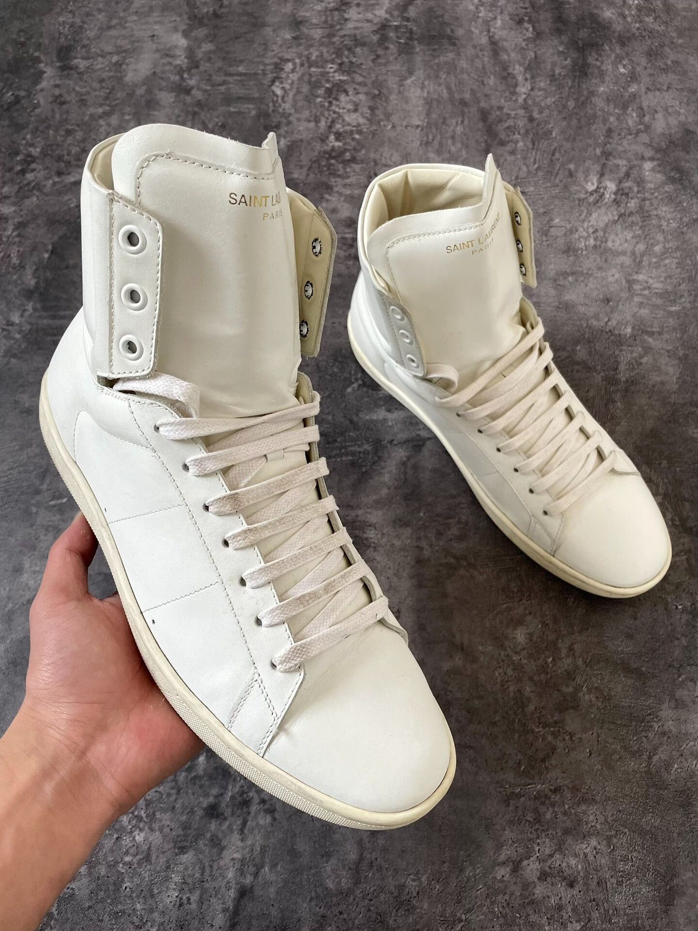 Saint Laurent Paris Saint Laurent High Top White Sneakers SL01. Size US 7 / EU 40 - 4 Thumbnail