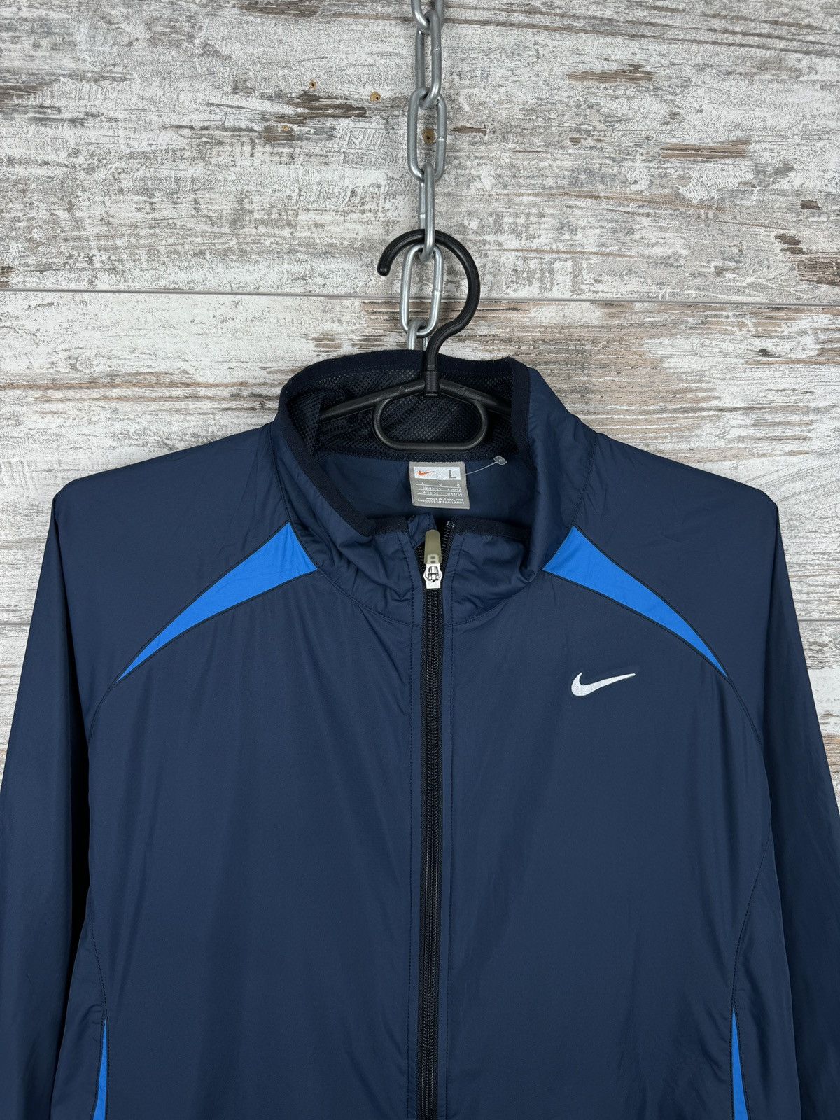 Nike × Vintage Mens Vintage Nike navy track jacket swoosh drill Olympic y2k Size US L / EU 52-54 / 3 - 2 Thumbnail