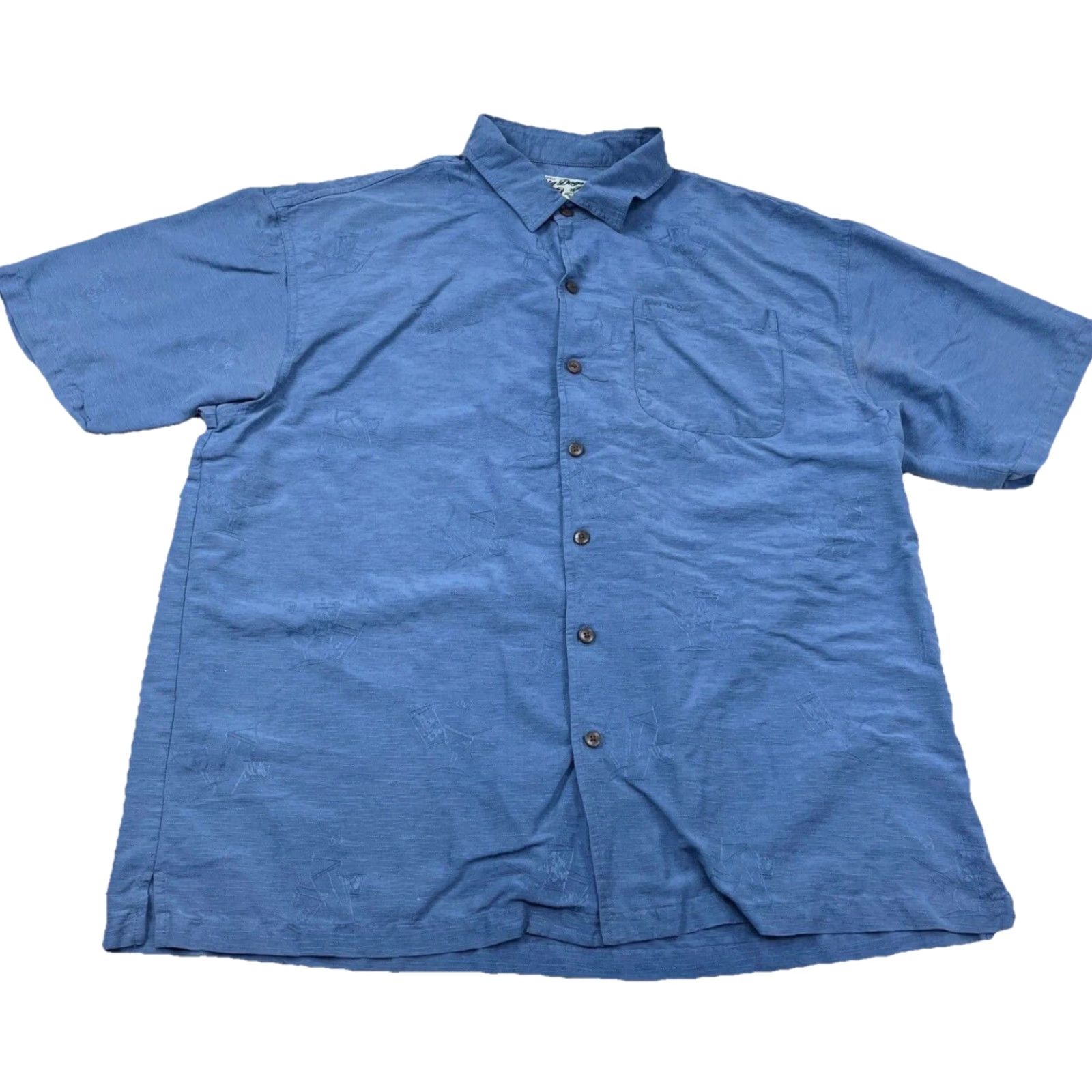 Big Dogs Big Dogs Shirt Men XL Blue Silk Button Up Camp Hawaiian Martini Drink Print Size US XL / EU 56 / 4 - 2 Thumbnail