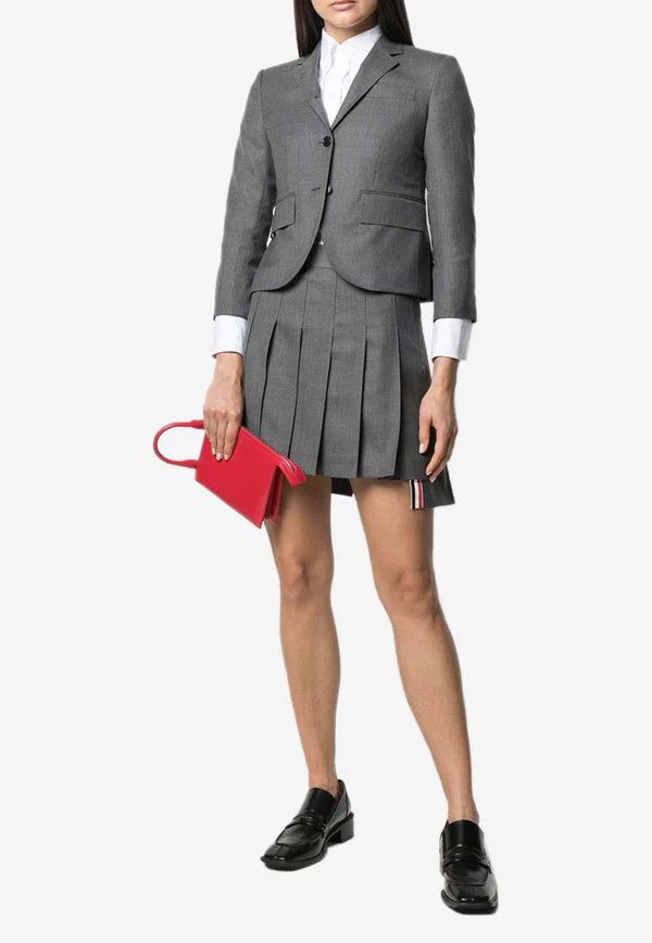 Thom Browne o1s22i1n0924 Single-Breasted Cropped Wool Jacket in Grey Size XS / US 0-2 / IT 36-38 - 2 Thumbnail