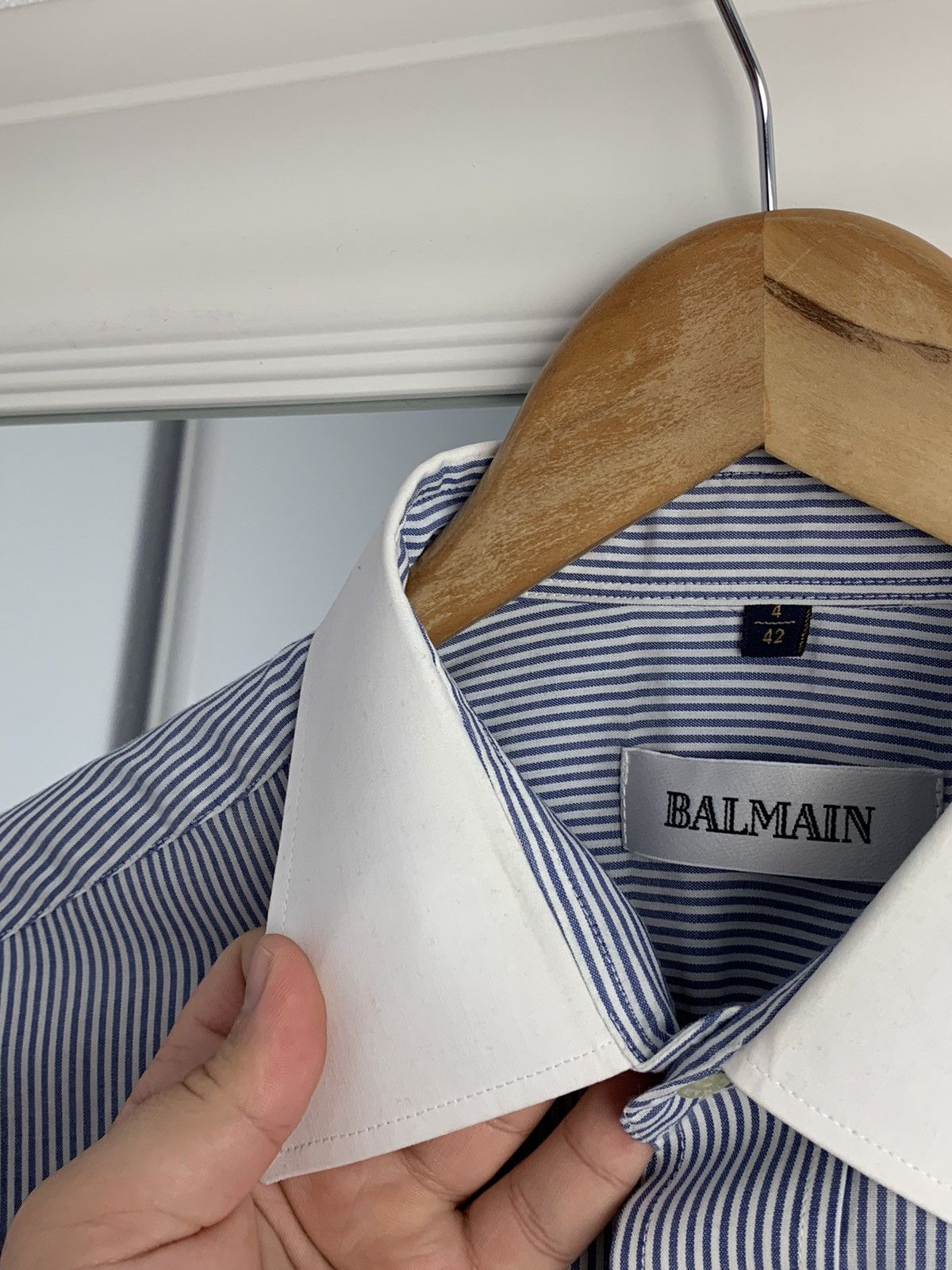 Balmain Balmain Stripped Shirt Vintage Balmain Shirt Button Ups 42/4 Size US XL / EU 56 / 4 - 9 Thumbnail