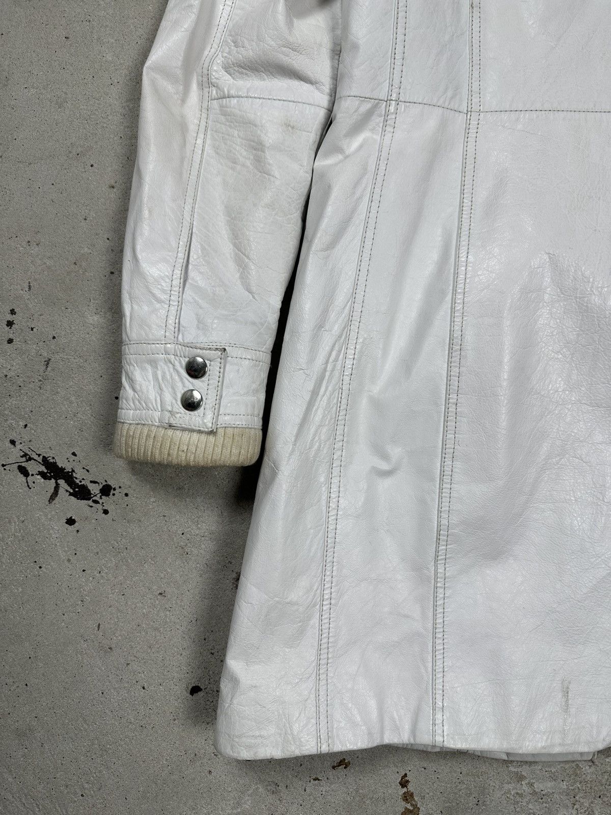 Japanese Brand Vintage Y2K Real Leather White Utility Coat Jacket Size M / US 6-8 / IT 42-44 - 15 Thumbnail