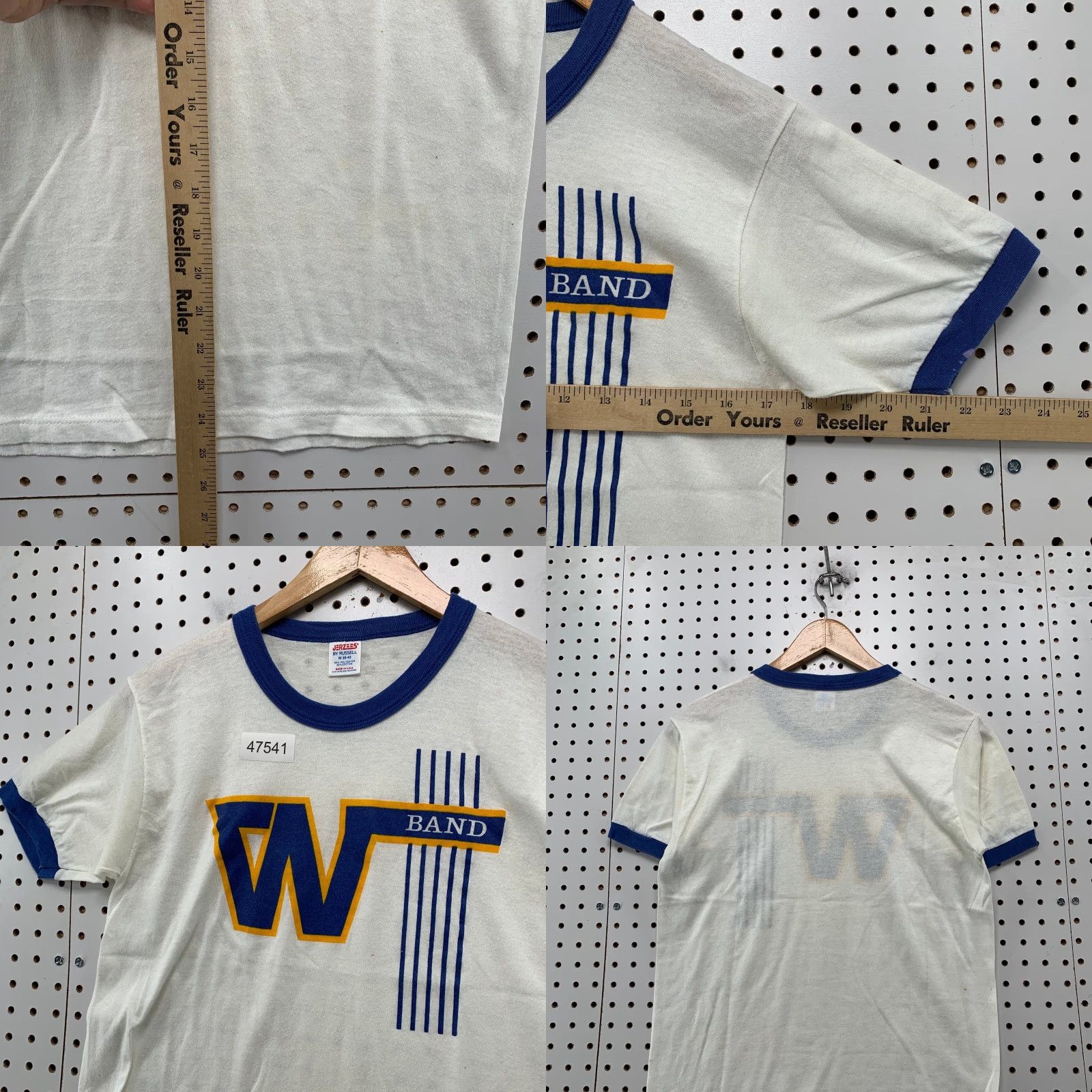 Vintage VINTAGE Russell T Shirt Mens M White Blue Ringer 70s 80s USA Short Sleeve Crew Neck Cotton Graphic Print User: T Shirt Size US M / EU 48-50 / 2 - 8 Thumbnail