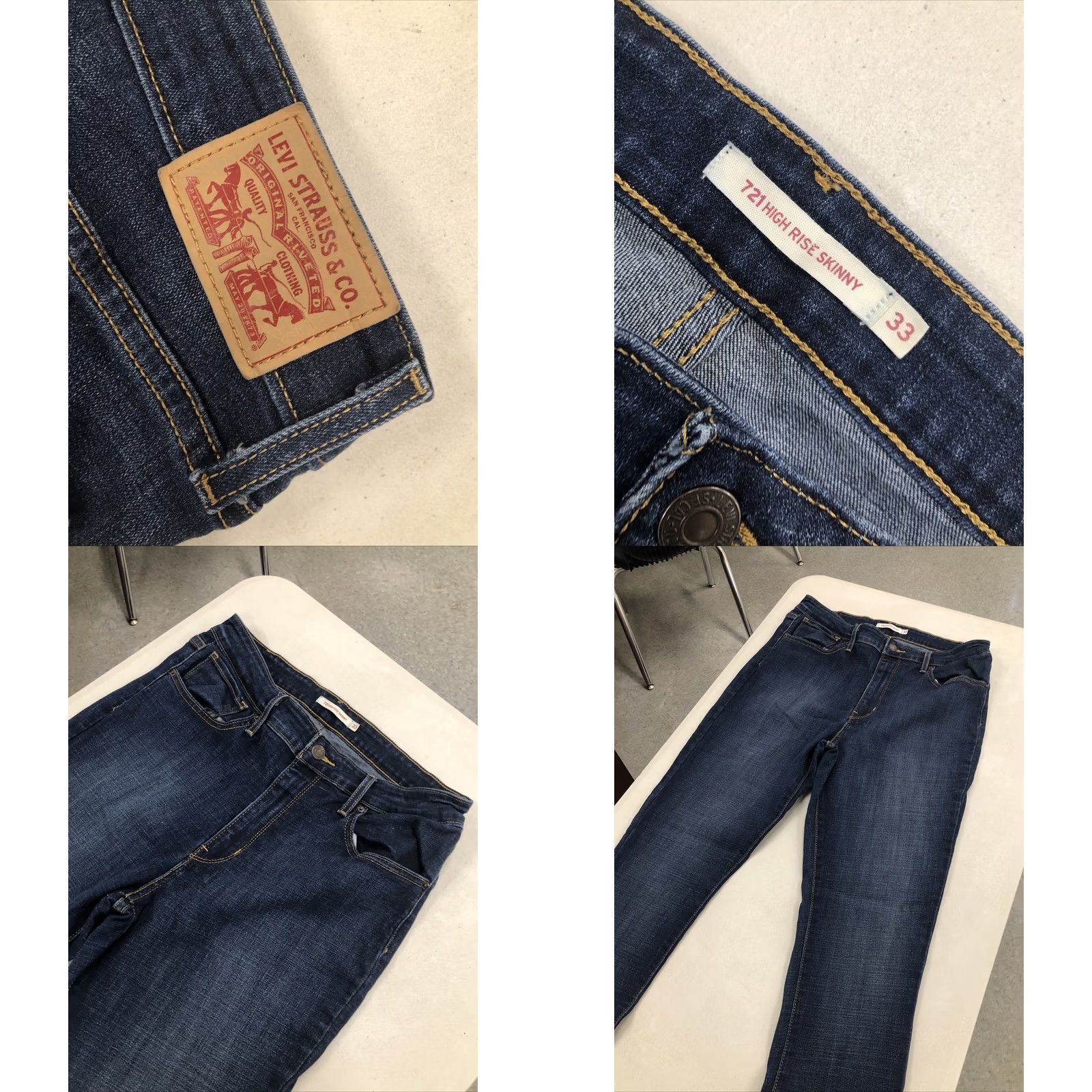 Levi's Levi's 721 High Rise Skinny Jeans Womens 33 Blue Stretch Denim Slim Fit 30x31 Size 33 Color Blue Size 24" / US 00 / IT 34 - 8 Thumbnail