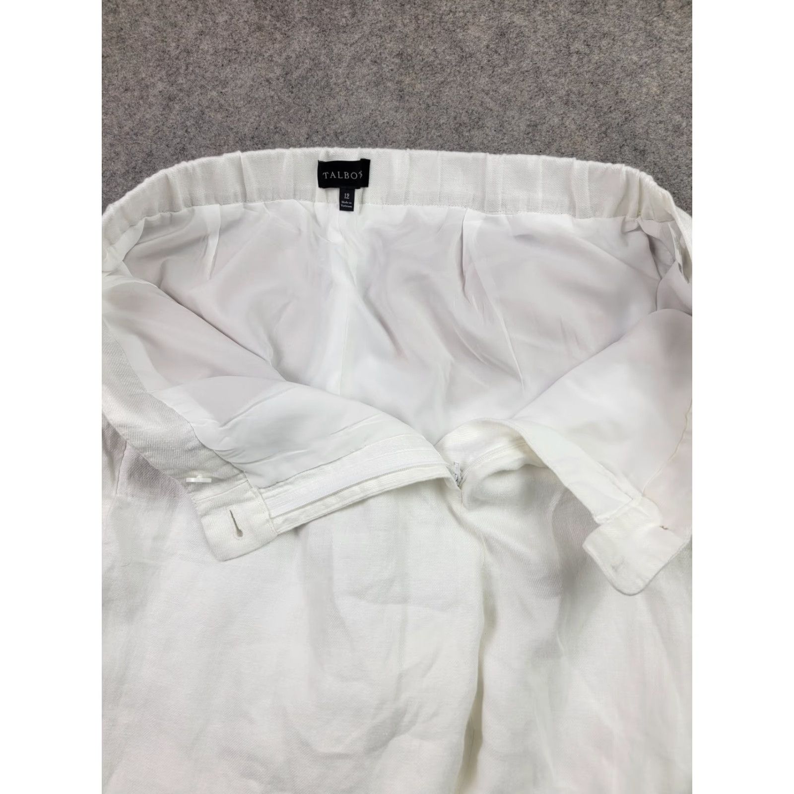 Talbots Talbots Pants Womens 12 White Linen Lined Straight Leg Pockets Summer Classic Size 34" / US 12 / IT 48 - 7 Thumbnail