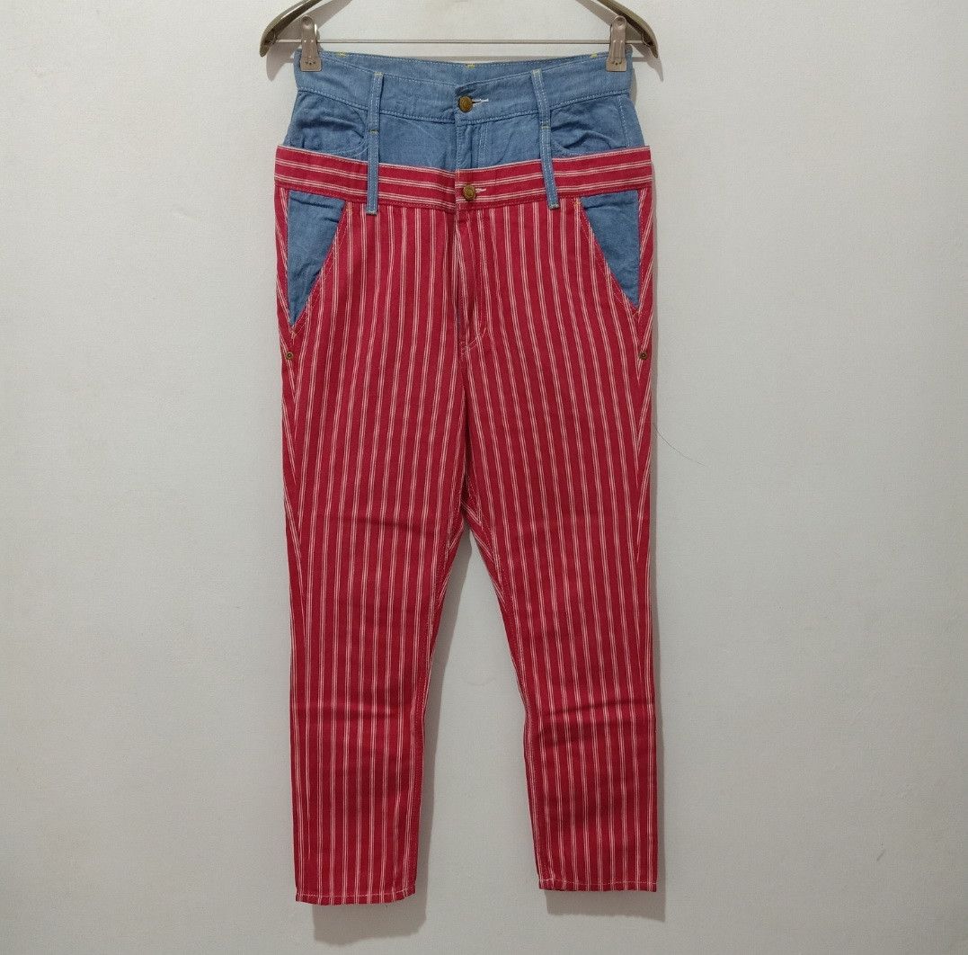 Issey Miyake Mercibeaucoup by Issey Miyake Striped Double Waist Pant Size US 32 / EU 48 - 1 Thumbnail