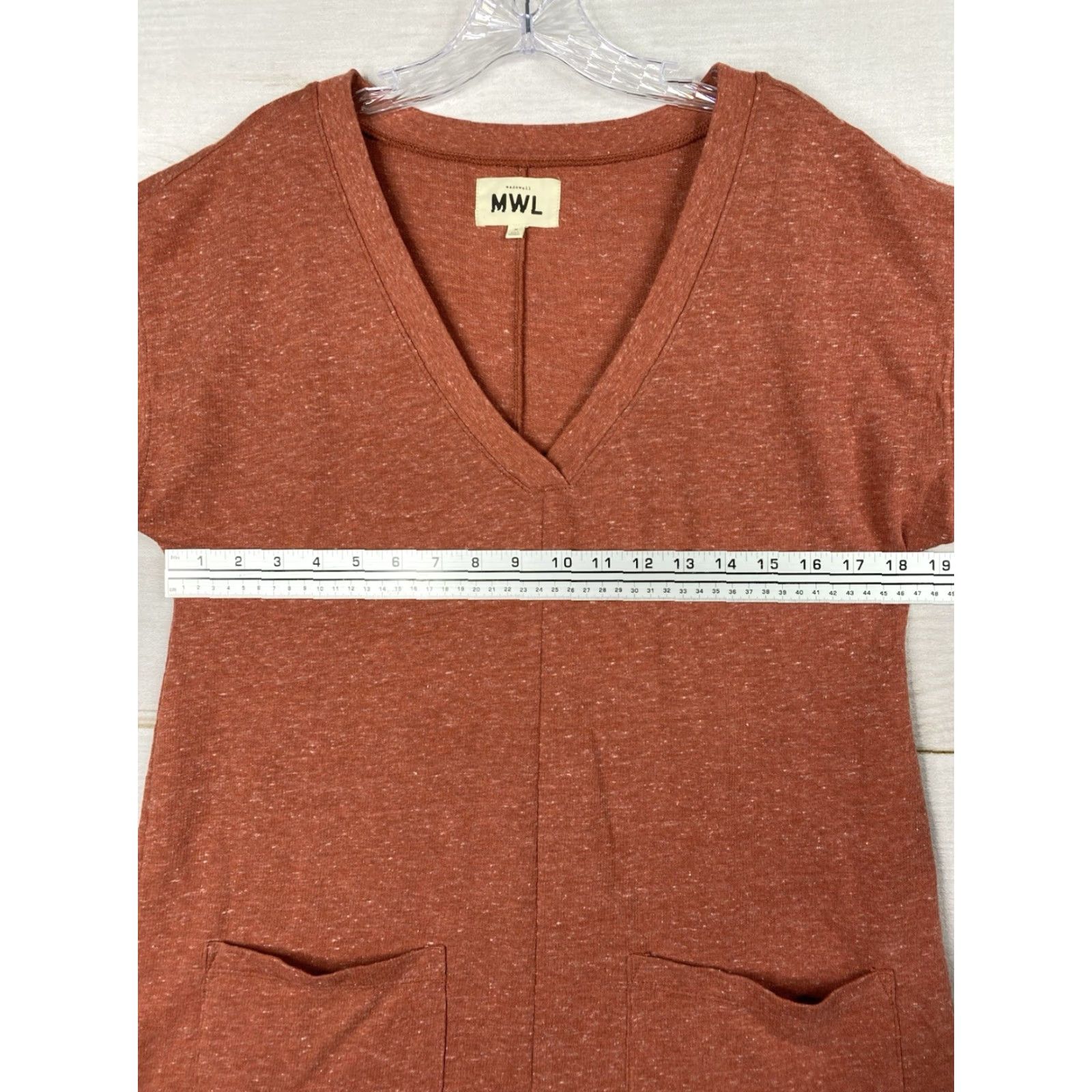 Madewell Madewell Romper Womens M Shortall V Neck Pockets Shorts Stretch Cotton Speckled Size 32" / US 10 / IT 46 - 6 Thumbnail