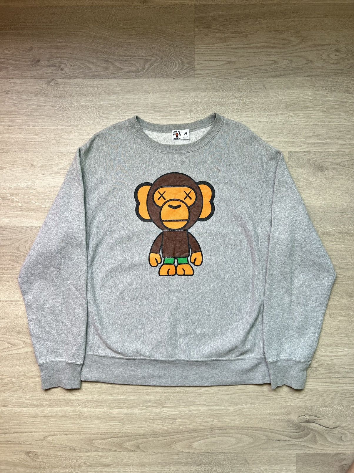 2005 Bape x Kaws Baby Milo Grey Crewneck Sweatshirt