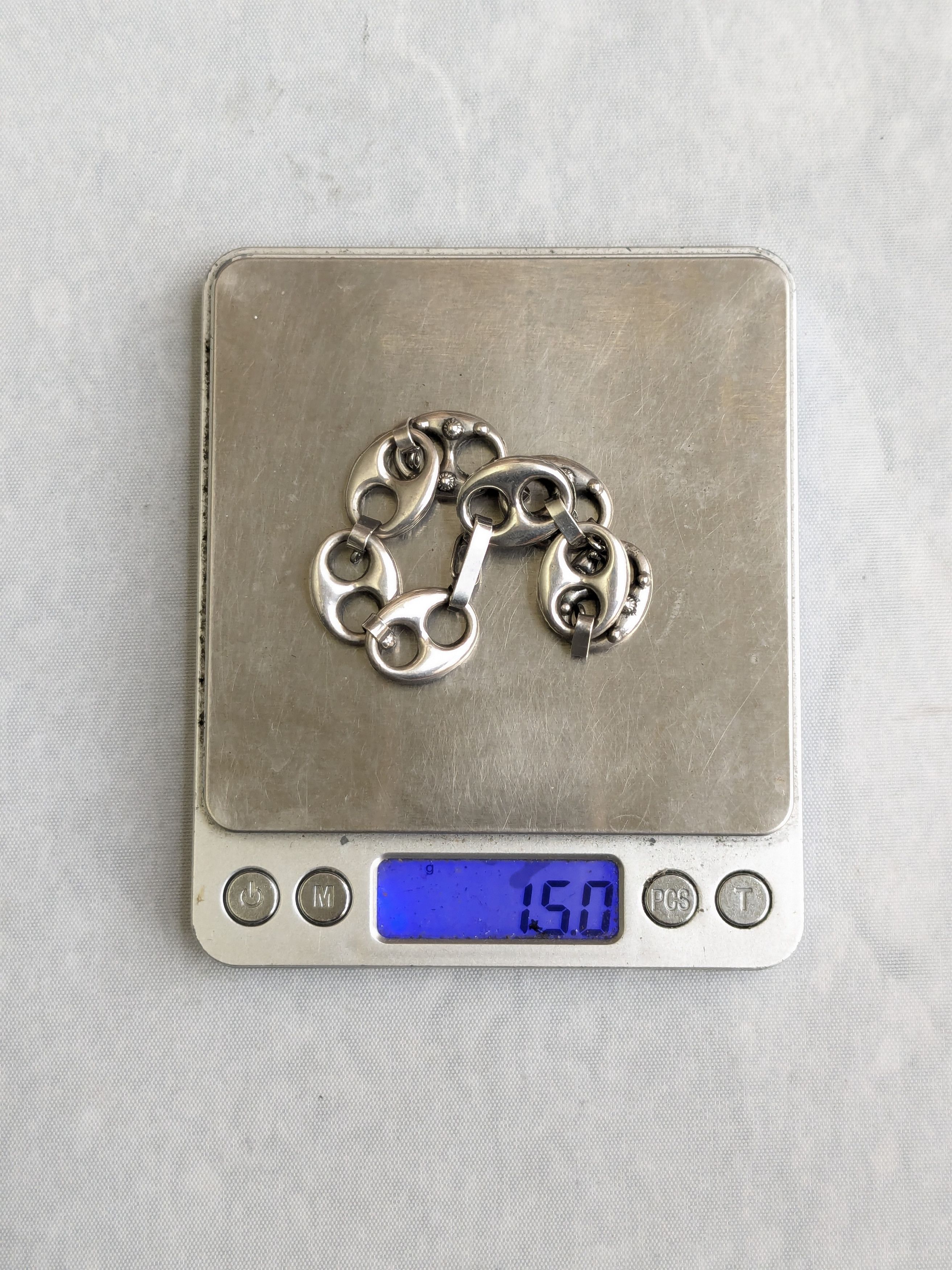 Jewelry .800 Silver Bracelet Anchor Mariner Puffy Hollow 7.25" Size ONE SIZE - 17 Thumbnail