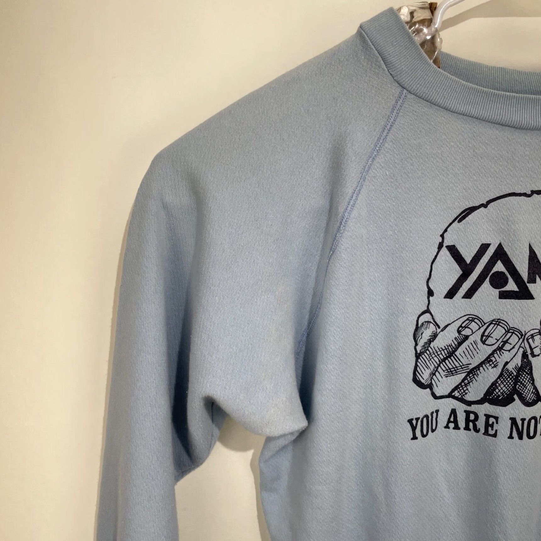 Vintage VINTAGE YANA You Are Not Alone Sweater Blue L Union Made Cotton Blend 1980s Grunge Mens Size US L / EU 52-54 / 3 - 4 Thumbnail