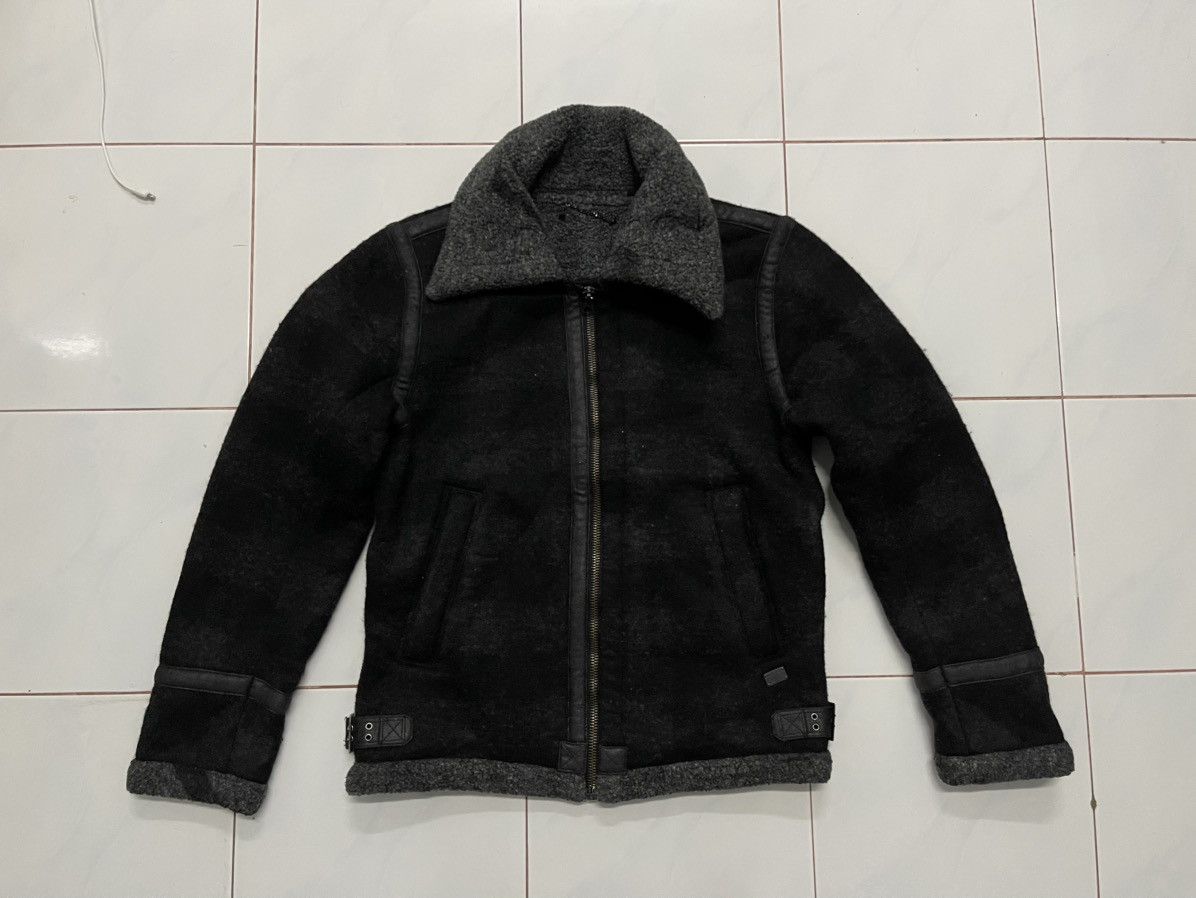 Diesel × Diesel Black Gold × Le Grande Bleu (L.G.B.) 2000s DIESEL TYPE N.78 WOOL FAUX FUR STRIPE SHERPA JACKET Size US M / EU 48-50 / 2 - 6 Thumbnail