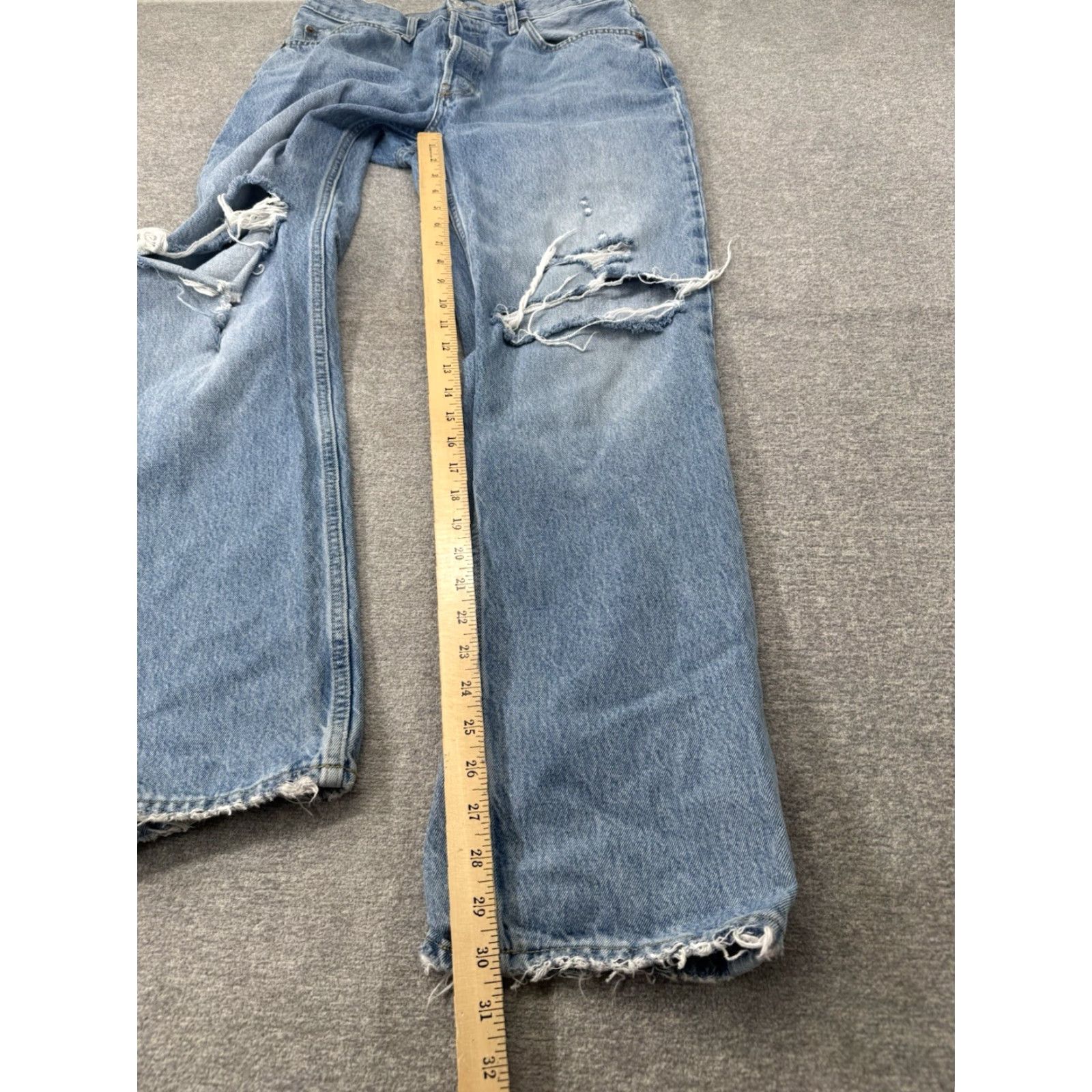 RE/DONE Re/Done Jeans Womens Cotton Denim Distressed High-Rise Tapered Blue Size 29 Jeans (Blue) Womens Regular 30in Inseam 32in Waist Size 29" - 3 Thumbnail