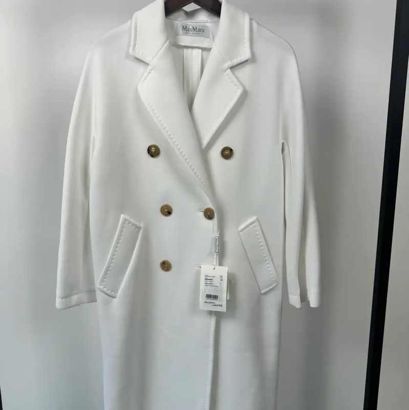 Max Mara MaxMara White Women's Double-Breasted Coat 0089 Size S / US 4 / IT 40 - 1 Thumbnail