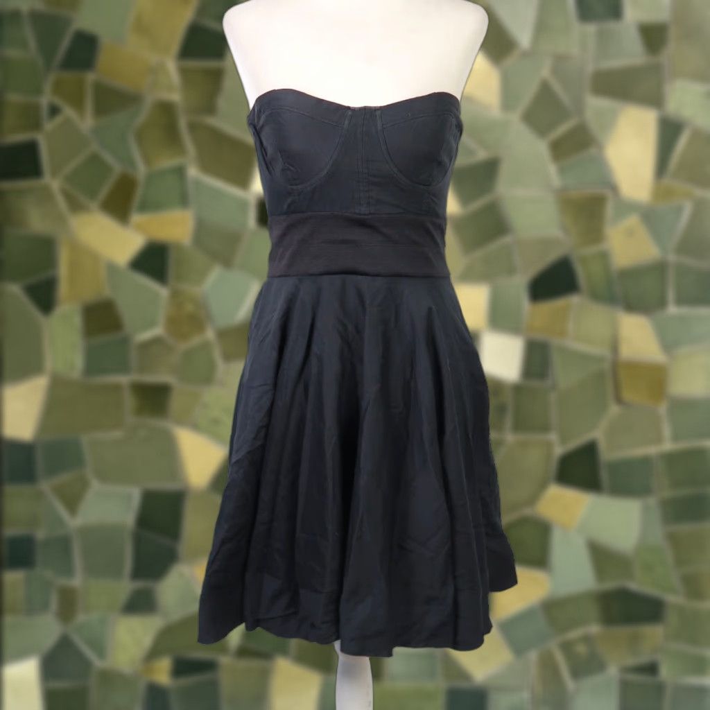 Elizabeth & James black silk cotton blend strapless mini dress 4