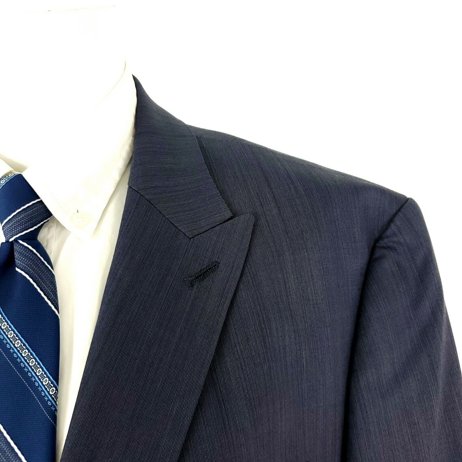 Tommy Hilfiger Tommy Hilfiger Wool 2 Button Blazer 42R Blue Striped Extra P Size 42R - 2 Thumbnail