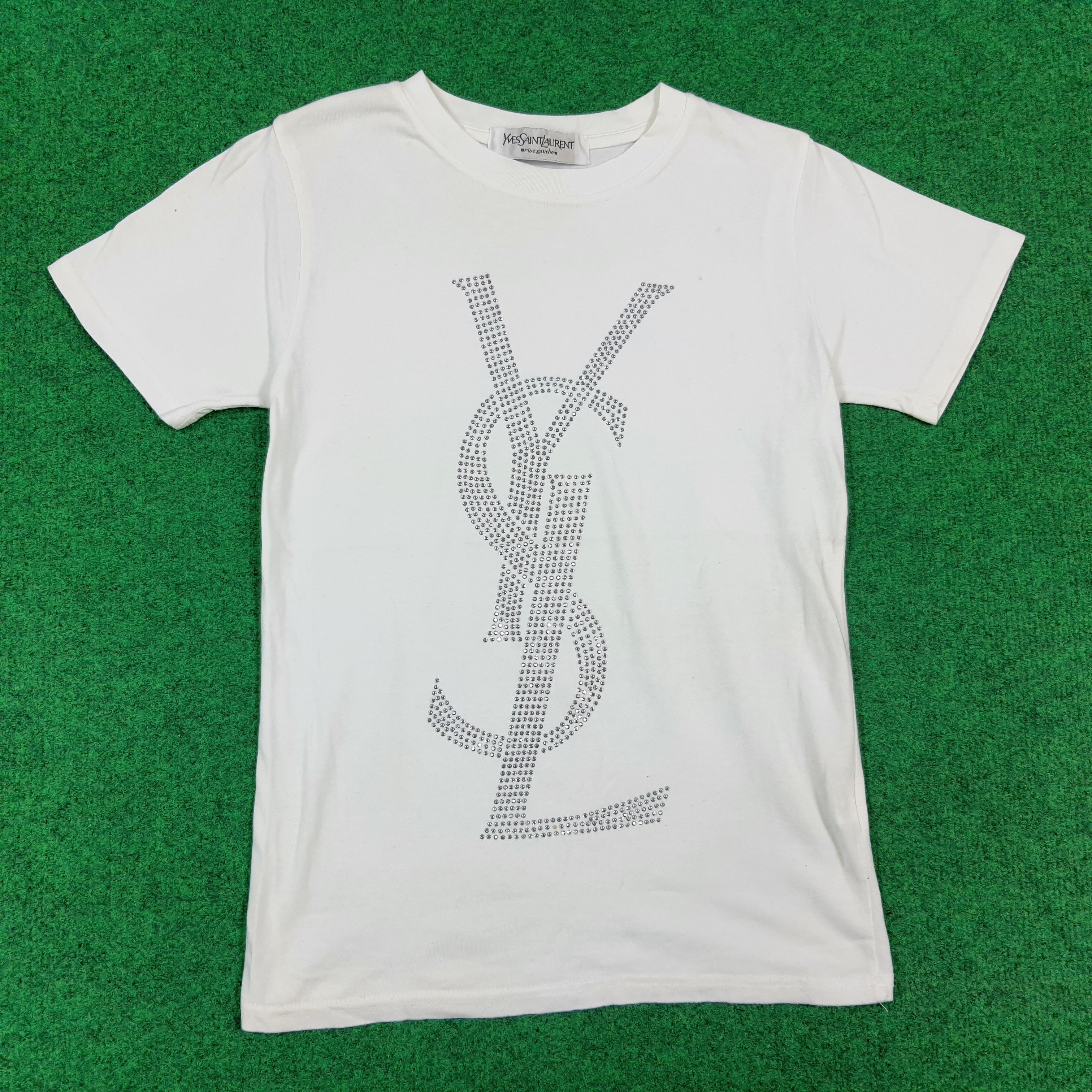 Yves Saint Laurent Vintage Yves Saint Laurent Rive Gauche Logo Tshirt C301N28 Size US XXS / EU 40 - 1 Thumbnail