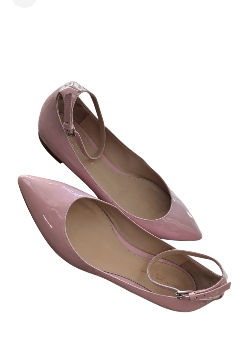 Gianvito Rossi Gianvito Rossi Pink Patent Leather Ankle Strap Flats Size 37 Size US 7 / IT 37 - 1 Thumbnail