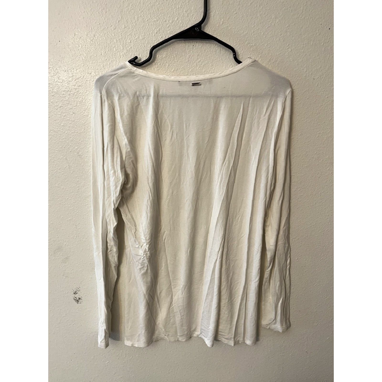 White House Black Market White House Black Market T-Shirt Women's Medium White Long Sleeve Round Neck Size M / US 6-8 / IT 42-44 - 3 Thumbnail