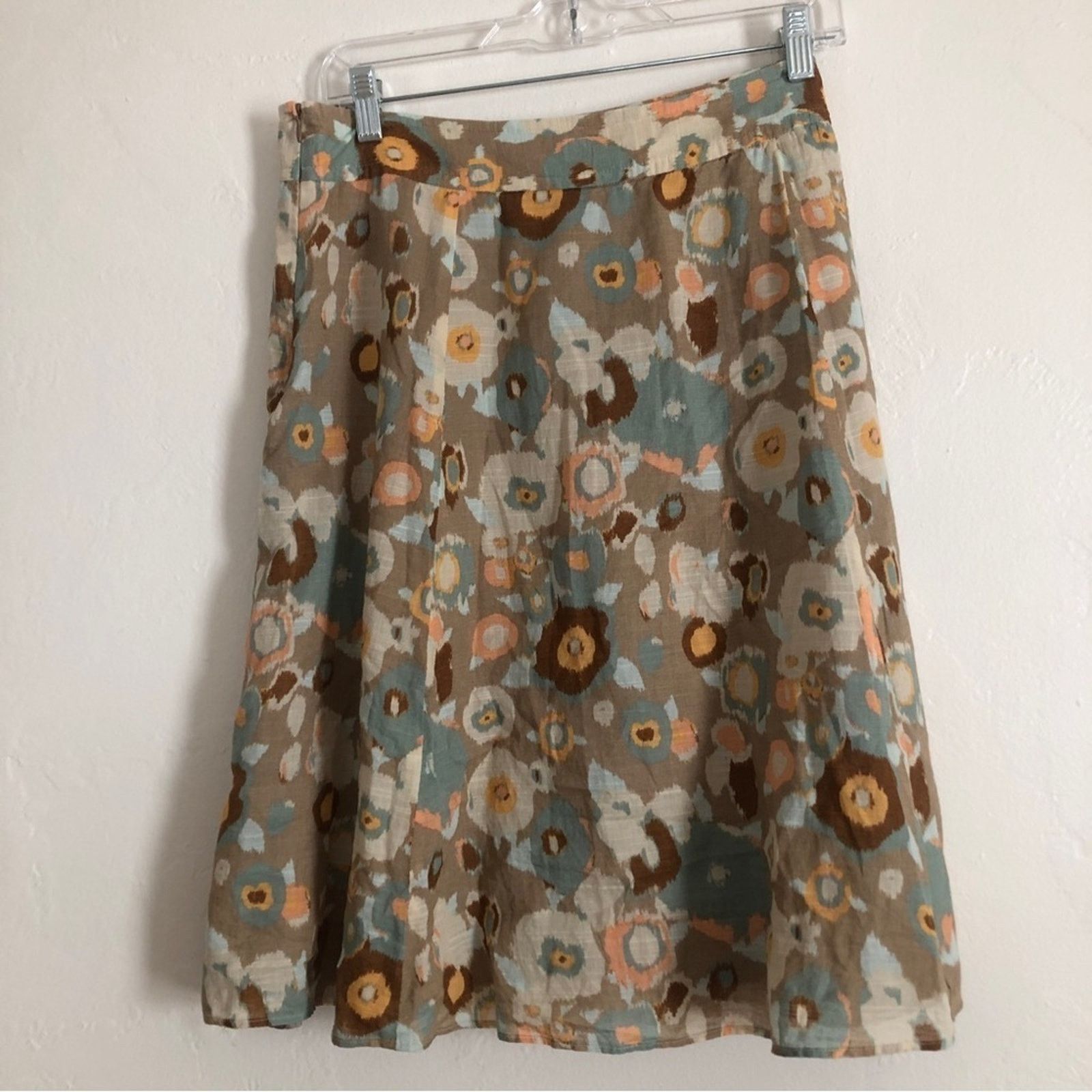 Banana Republic Banana Republic Abstract Floral Brown Multicolor Pleat Skirt Size 34" / US 12 / IT 48 - 7 Thumbnail