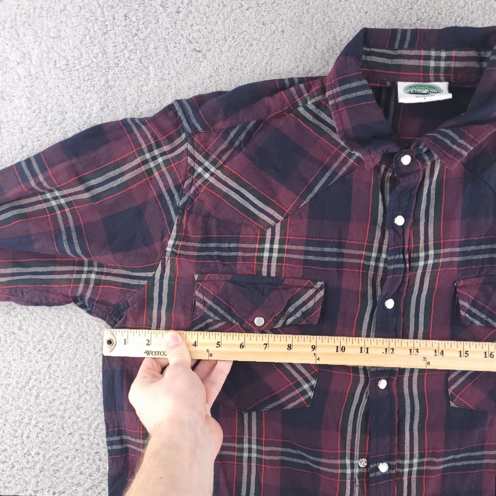 Vintage Woodland Creek Mens Shirt Large Red Western Long Sleeve Button Pearl Snap Size US L / EU 52-54 / 3 - 5 Thumbnail
